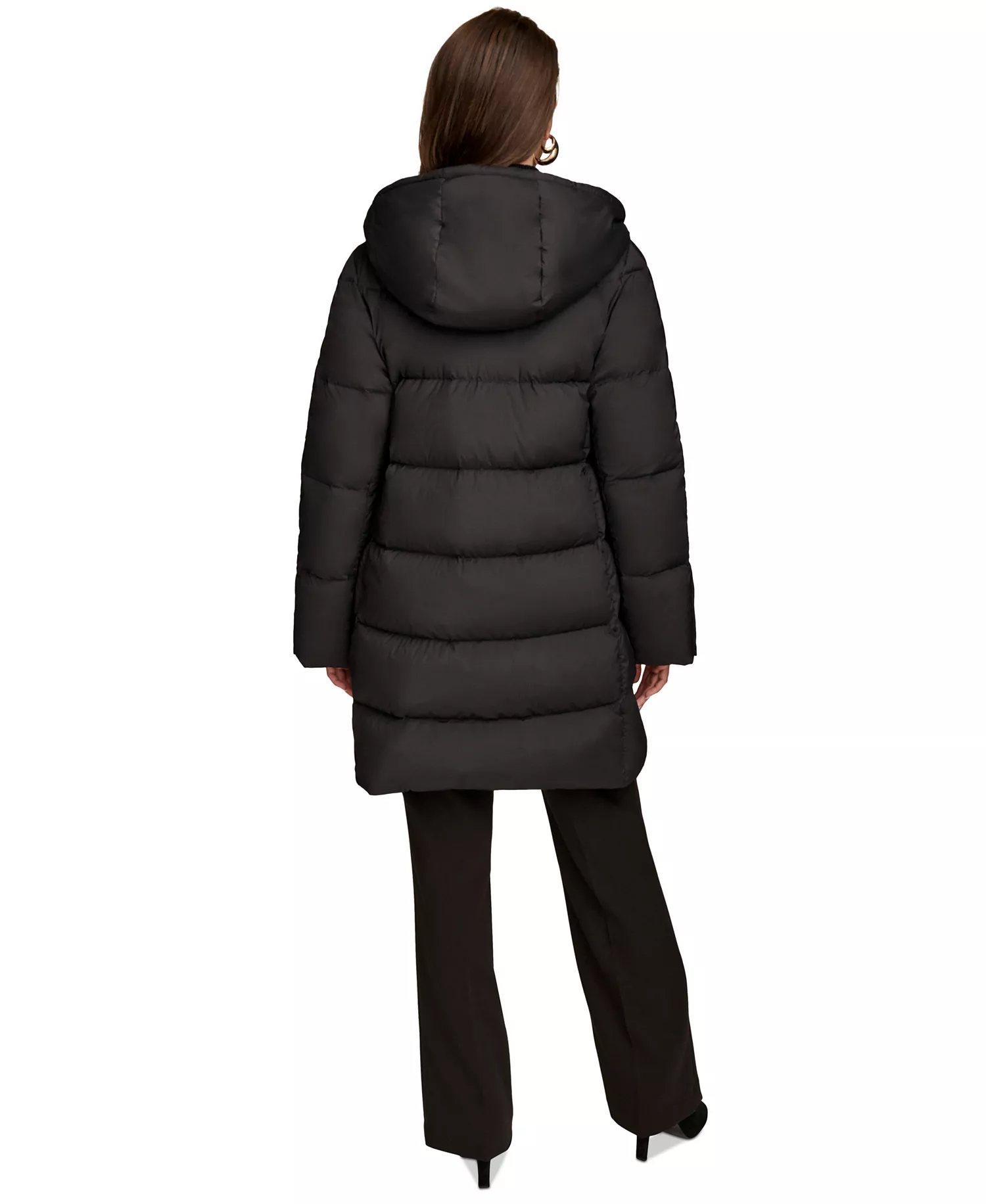 Women's Hooded Down Puffer Coat - Black - L