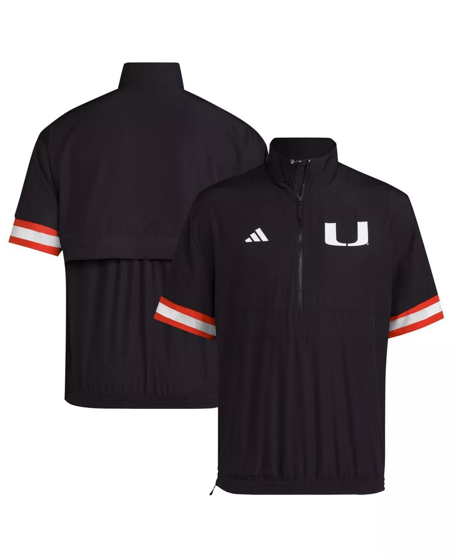 Men's Black Miami Hurricanes Strategy Short Sleeve Half-Zip Jacket - Black - 2XL