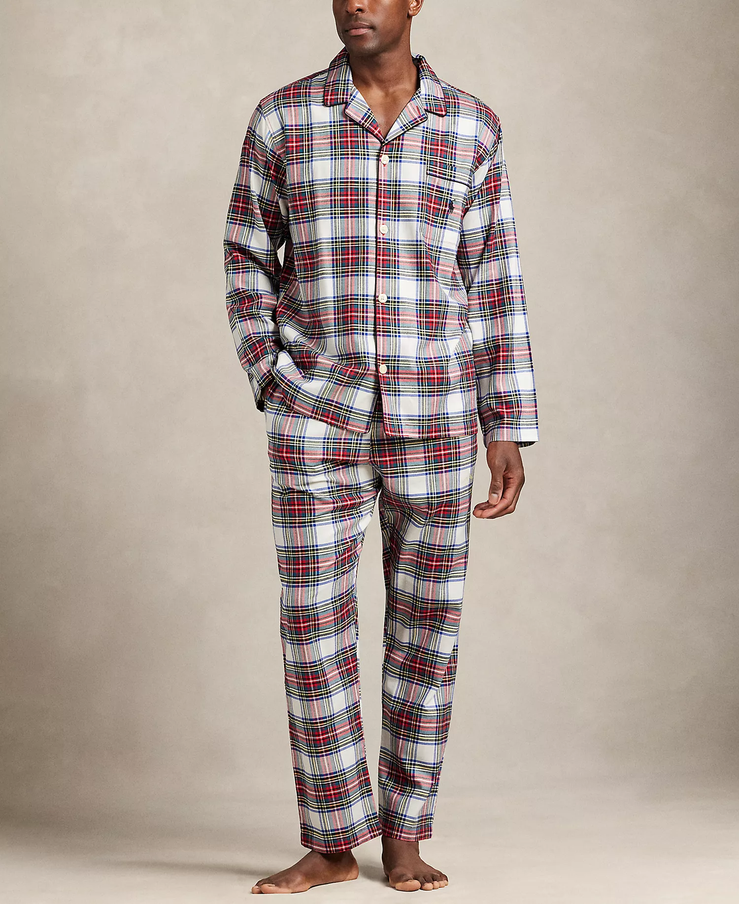 Men's 2-Piece Stewart Plaid Sleepwear Set - Stewart Plaid/Polo Black - L