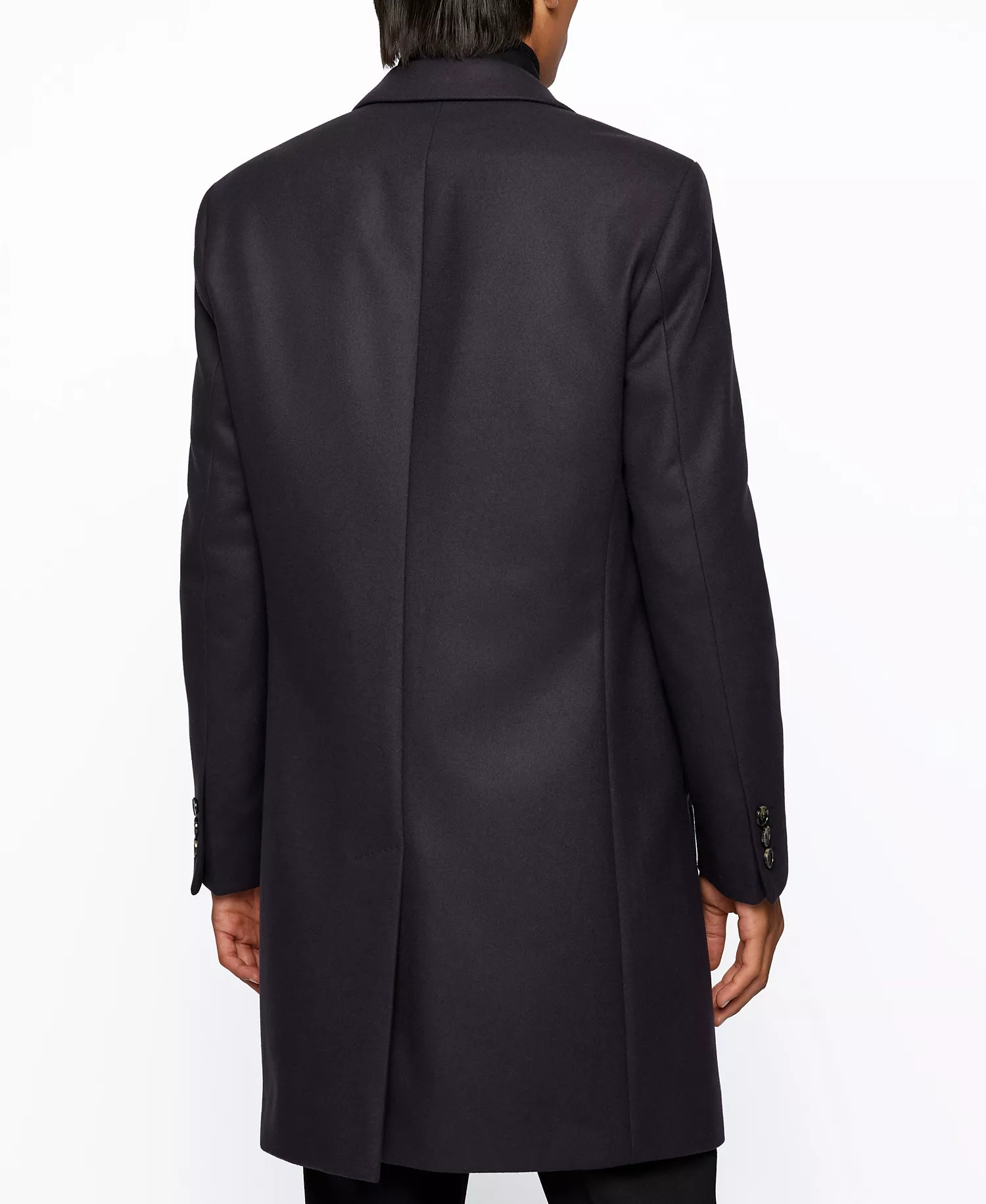 Men's Slim-Fit Formal Wool Coat - Dark Blue - 42R