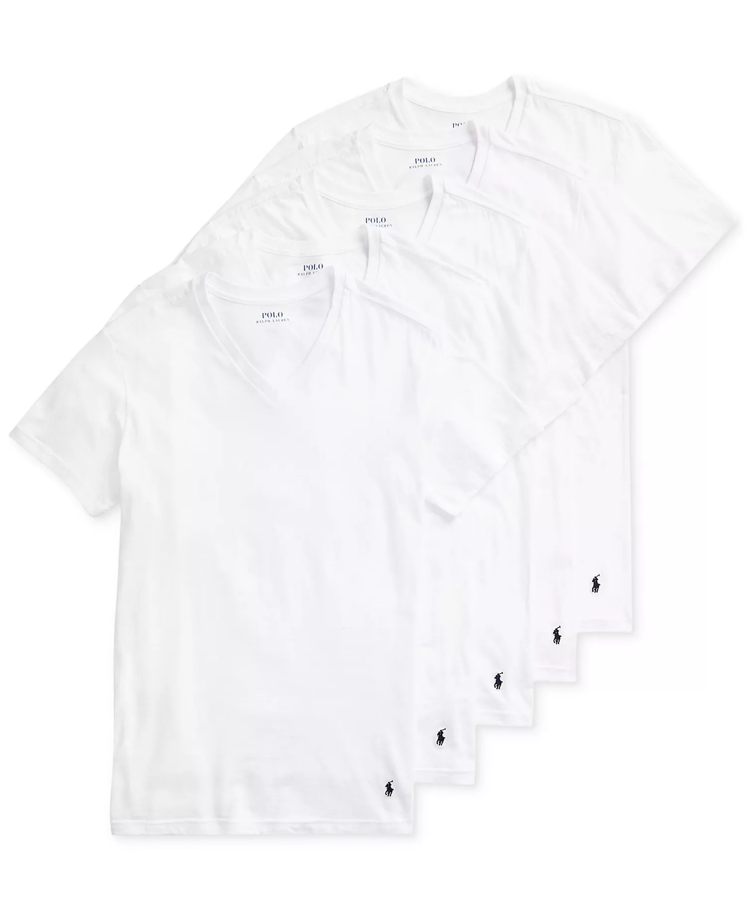 Men's 5-Pack Slim Fit Classic Cotton V-Neck T-Shirts - White Pack - L