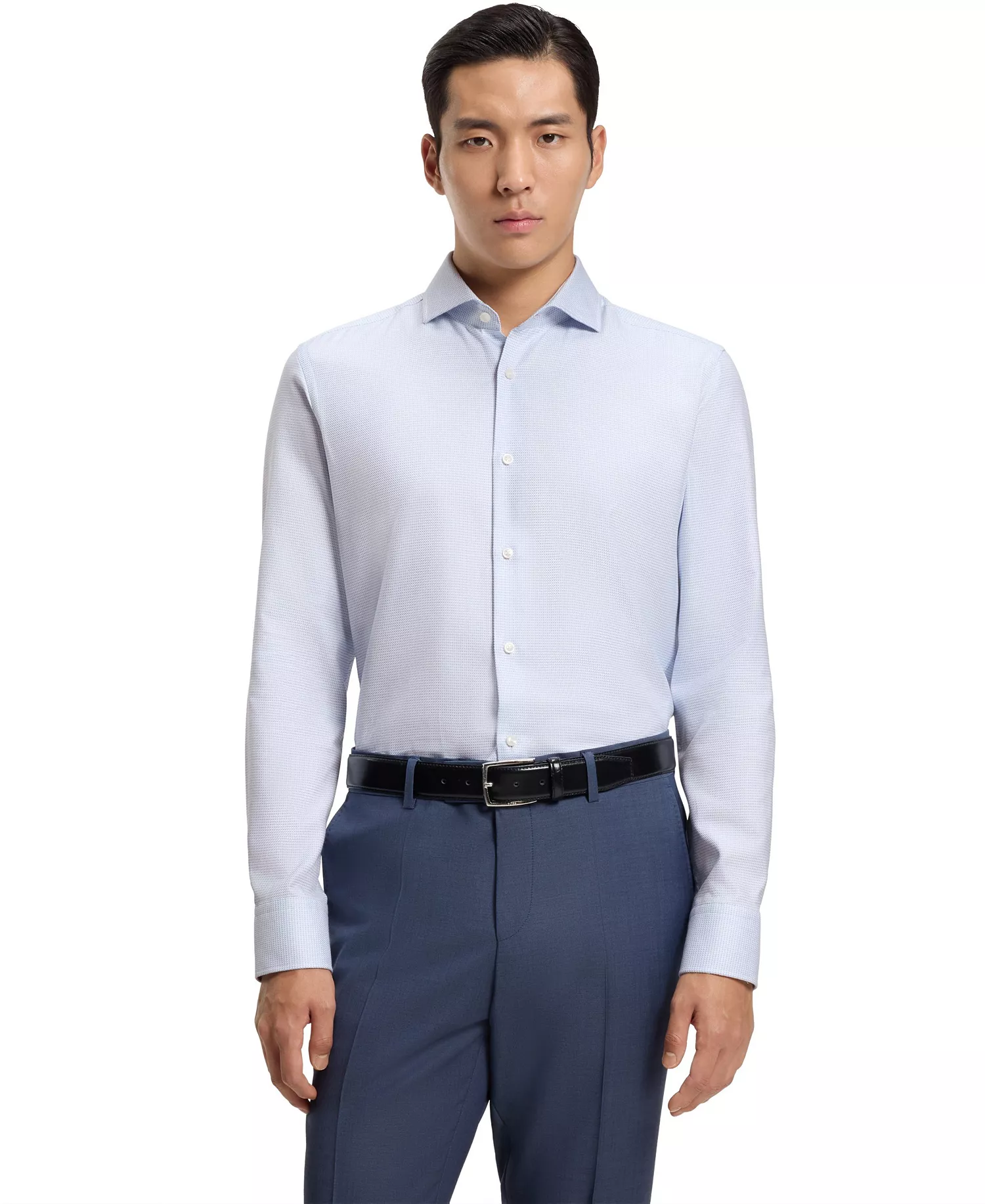 Men's Cotton Twill Slim-Fit Dress Shirt - Open Blue - 14.5