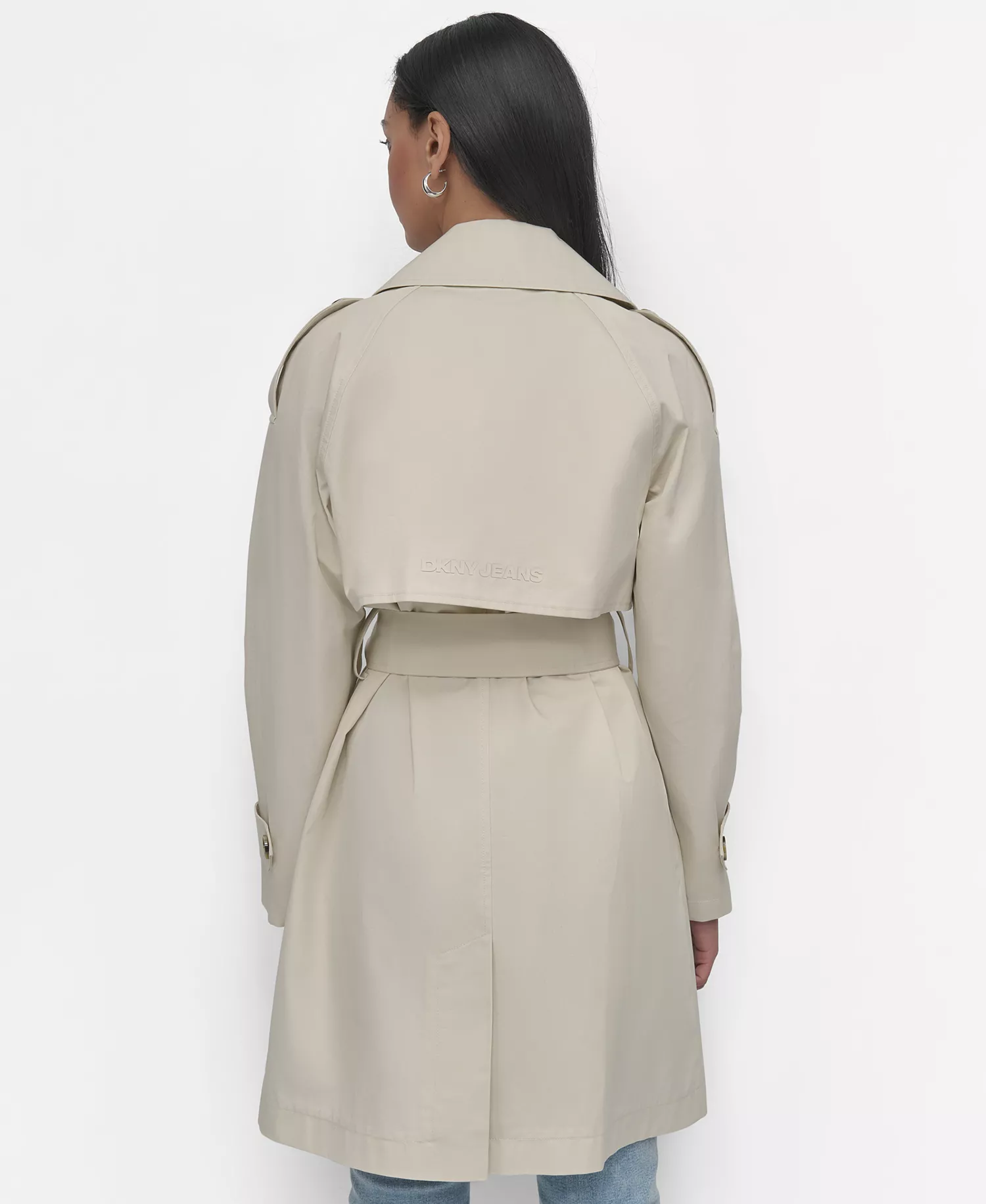 Women's Raglan Sleeve Double Breasted Trench Coat - Light City Khaki - L