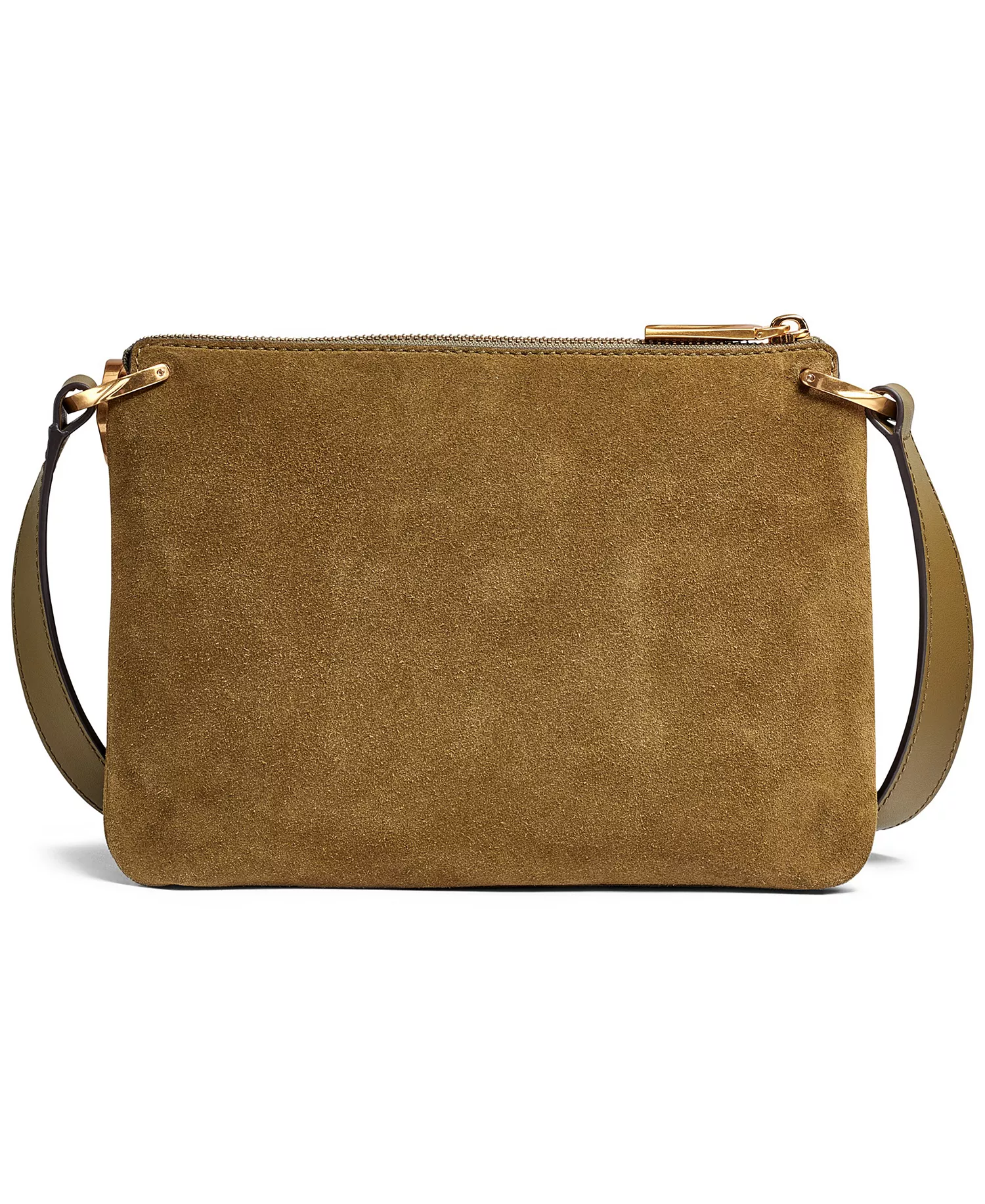 Glenwood Zippered Suede Crossbody with Beaded Tassel Detail - Smoky Olive - NO SIZE