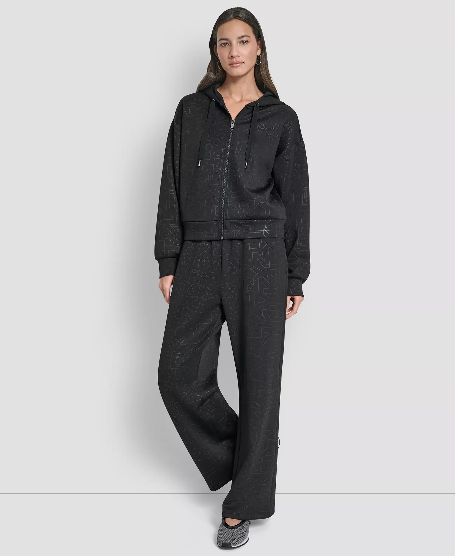 Women's Long-Sleeve Scuba Zip-Up Hoodie - Black - L