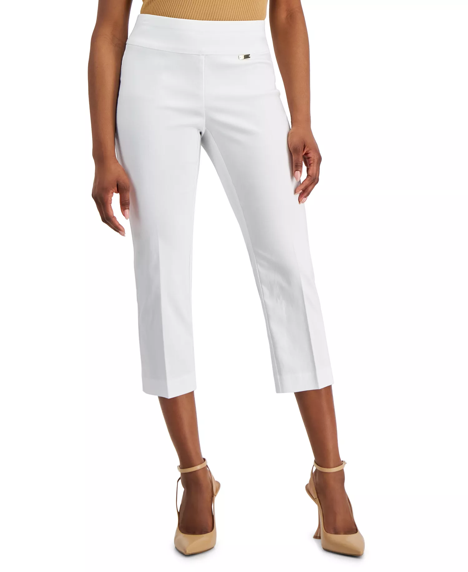 Petite Mid-Rise Straight-Leg Capri Pants, Created for Macy's - Bright White - 0P