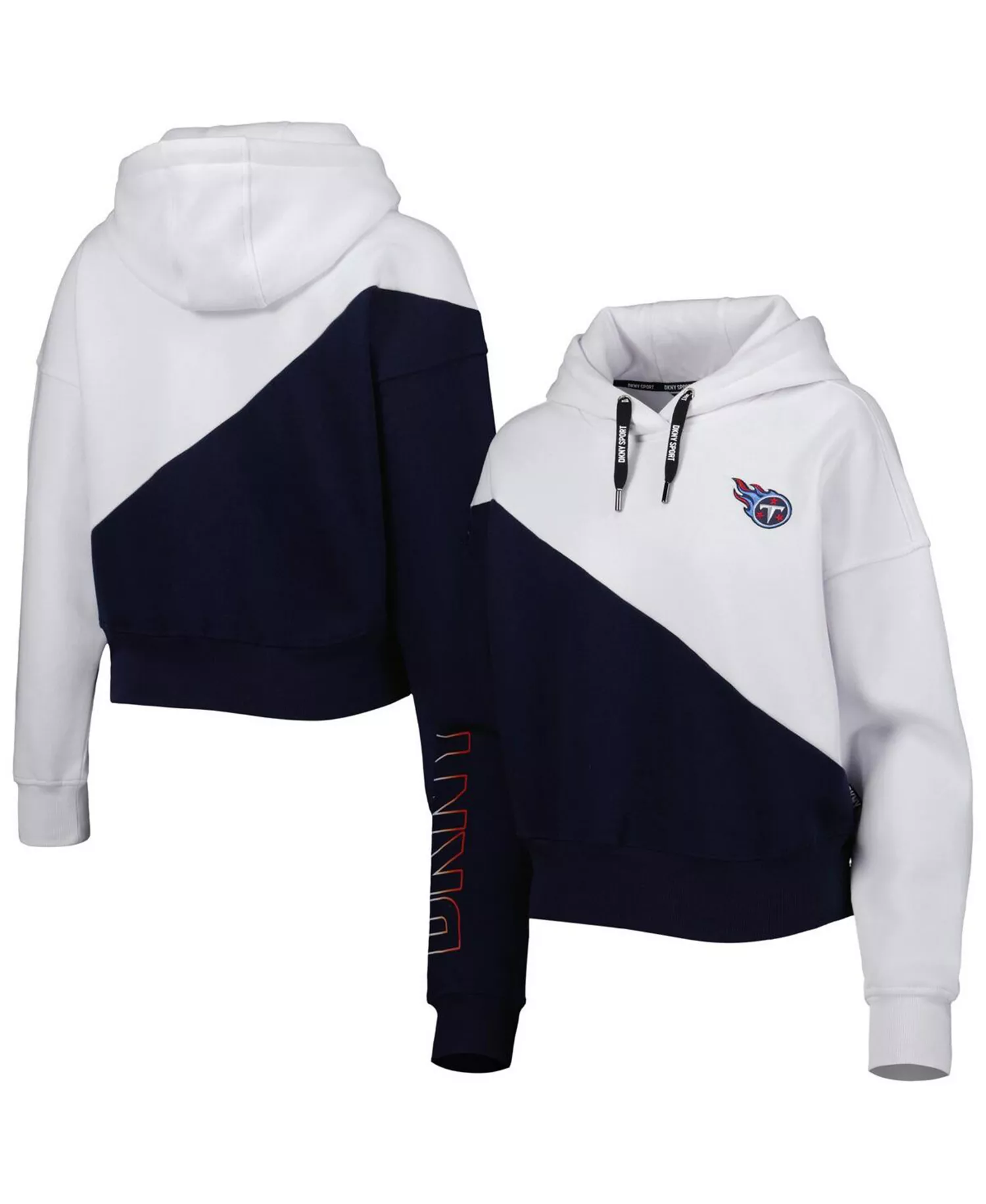 Women's White, Navy Tennessee Titans Bobbi Color Blocked Pullover Hoodie - White, Navy - 2XL