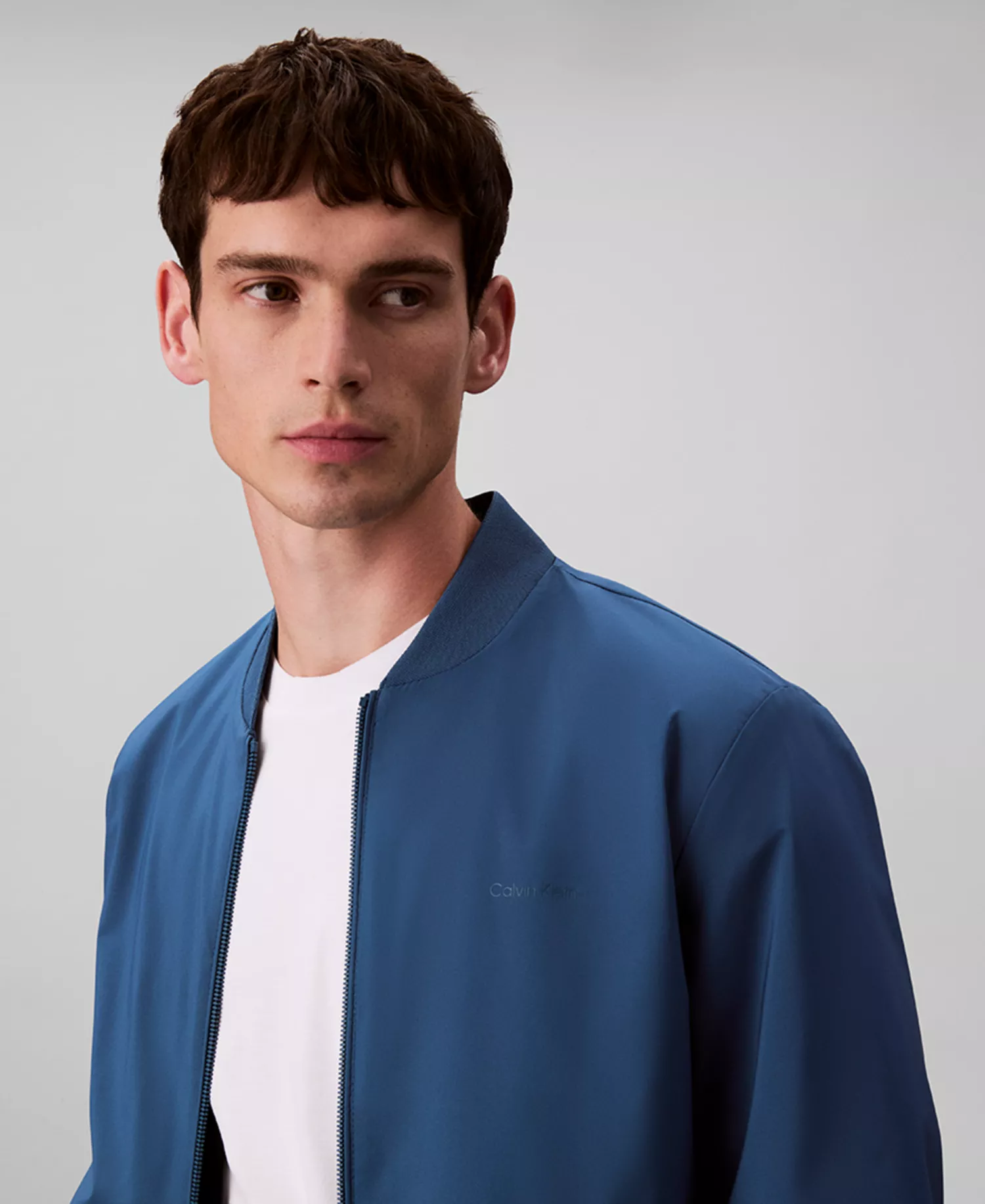 Men's Logo-Print Matte Bomber Jacket - Alfalfa Blue - 2XL