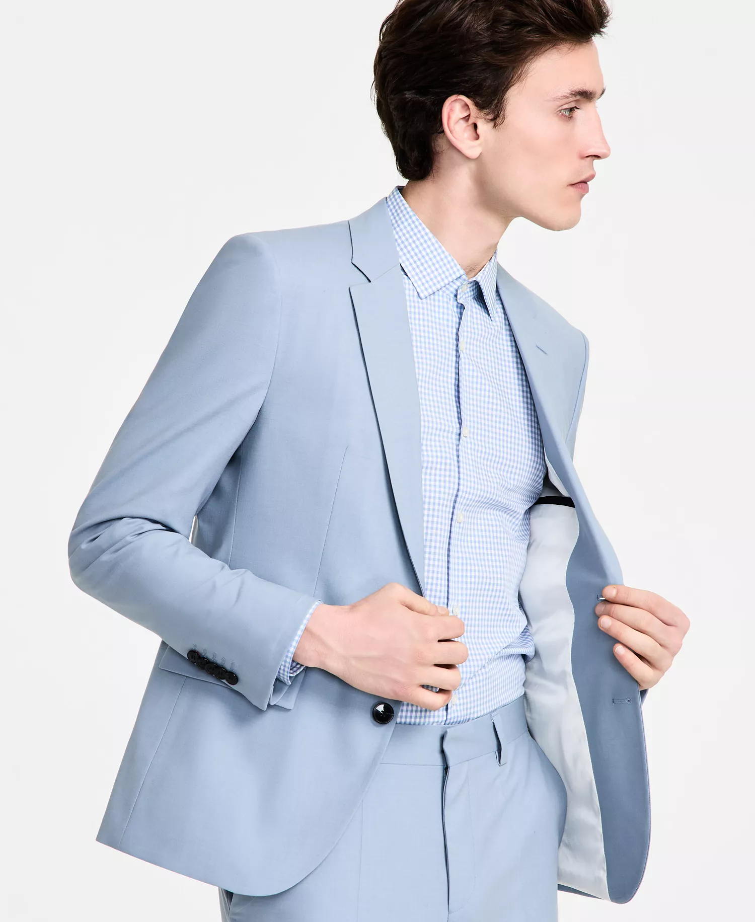 Men's Modern-Fit Wool Blend Suit Jacket - Blue - 36R