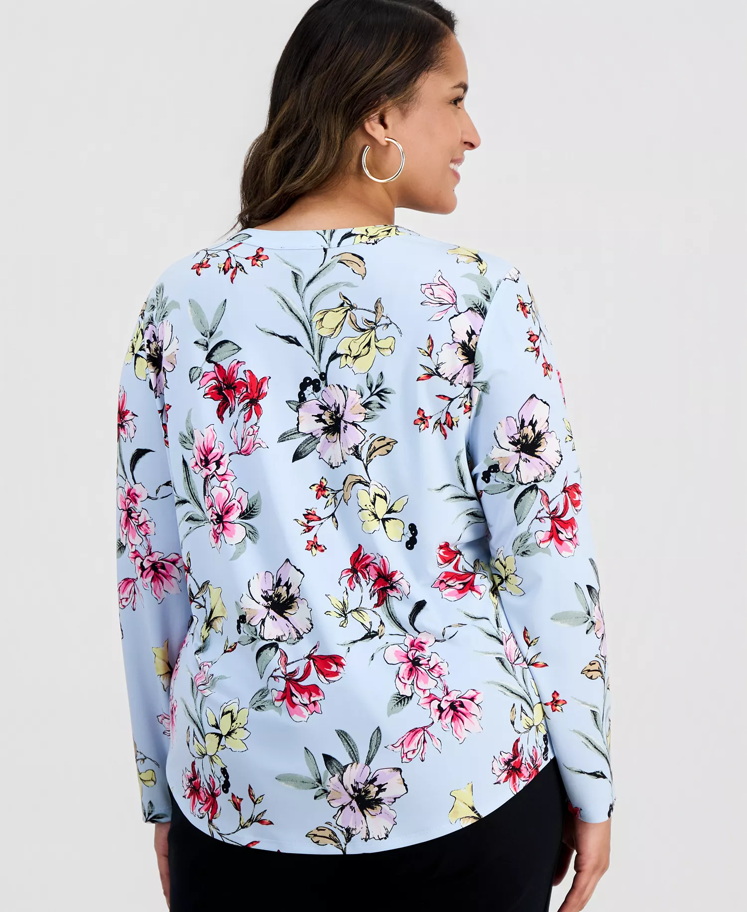 Plus Size Split-Neck Top, Macy's Exclusive - Dara Blooms - 0X