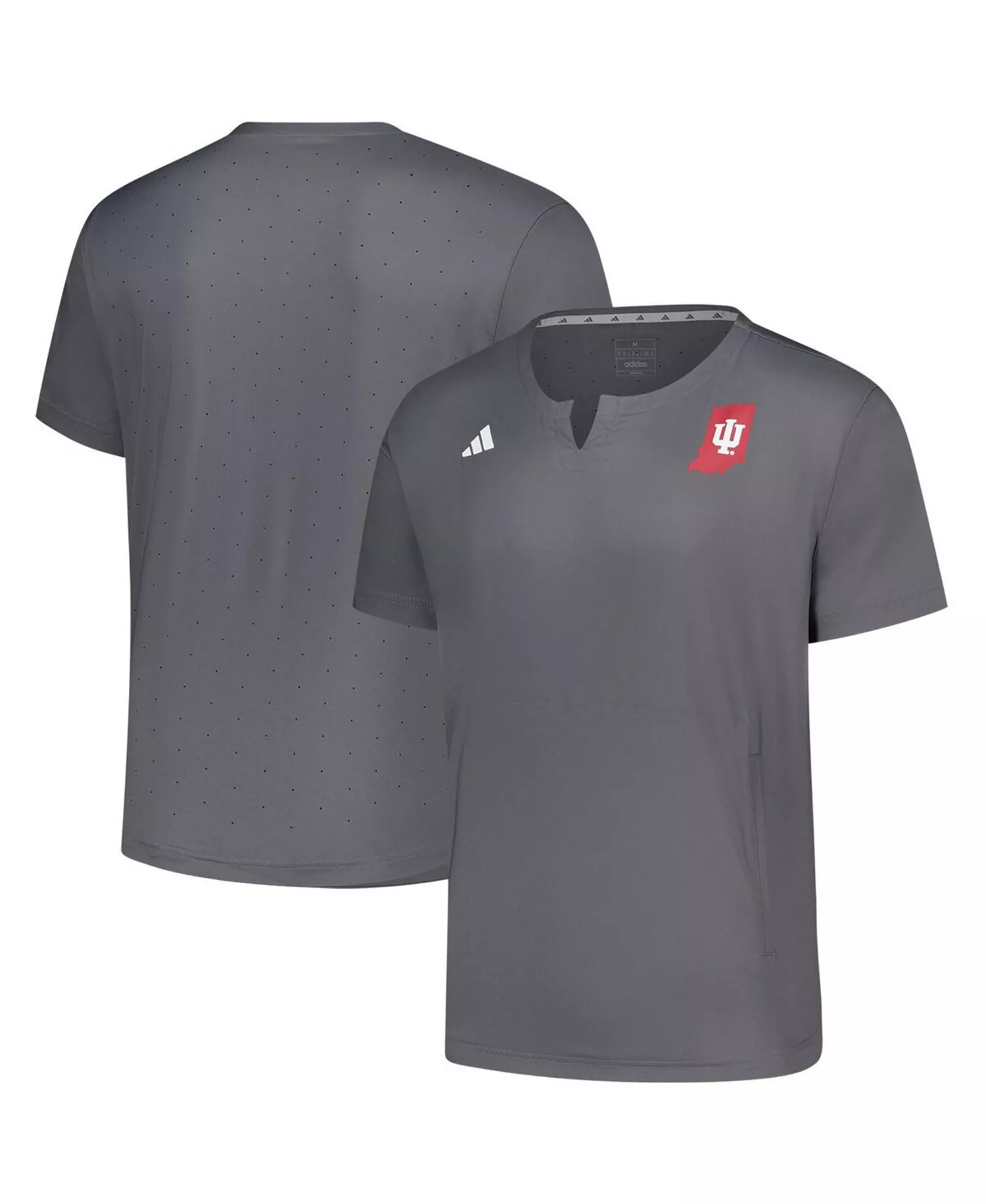 Men's Gray Indiana Hoosiers Dugout Coaches Adizero Notch Neck Pullover T-Shirt - Gray - L