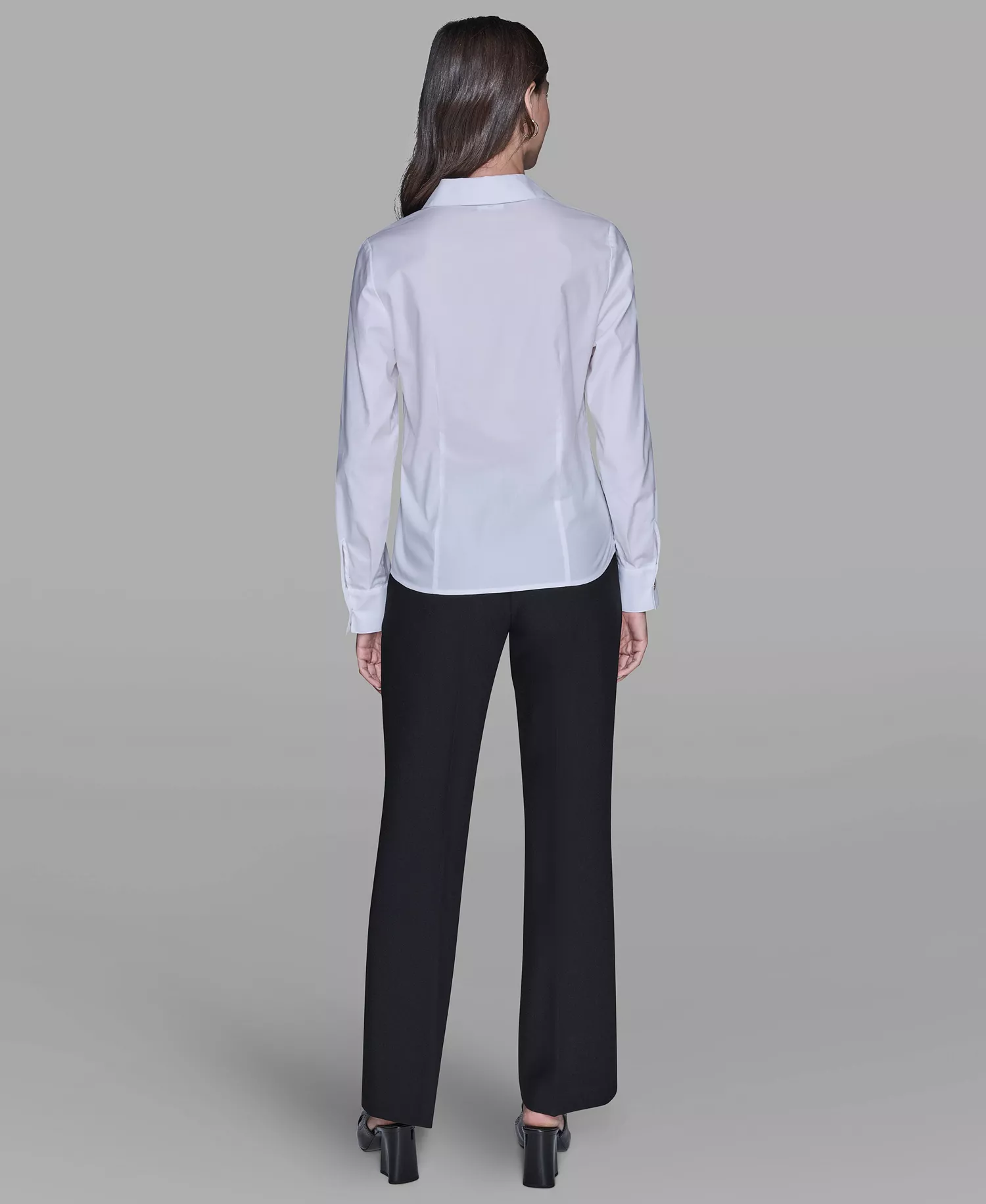 Women's Cinched Waist Collared Top - Soft White - L