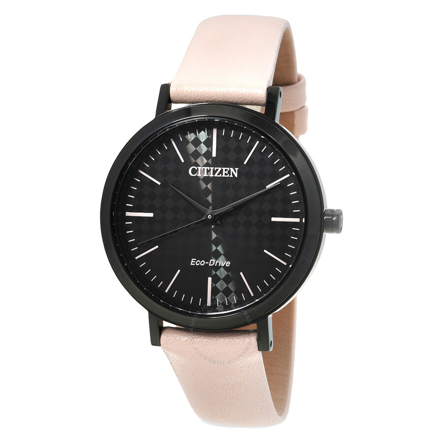 Citizen Eco-Drive Checkered Black Dial Ladies Watch