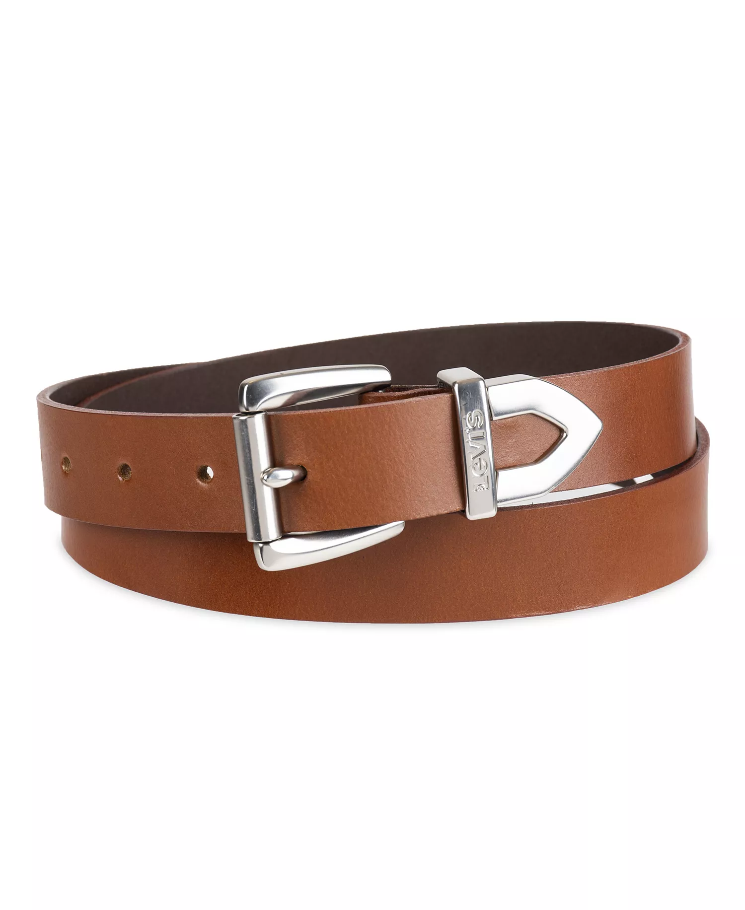 Women's Western Metal Tip End Leather Pant Belt - Tan - L