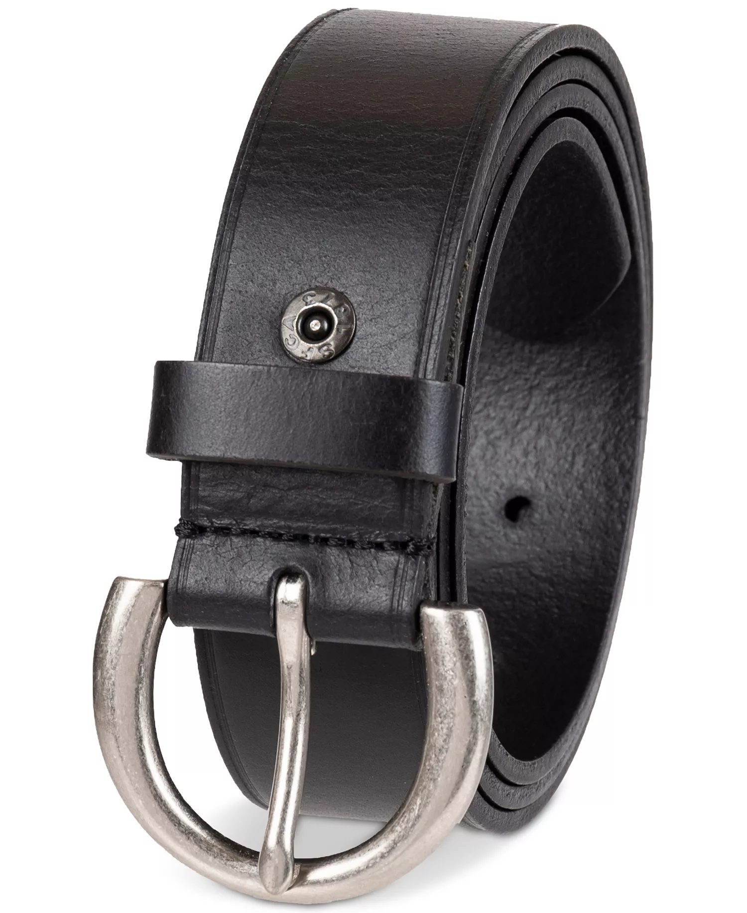 Women's Heat Creased Casual Leather Pant Belt - Black - L