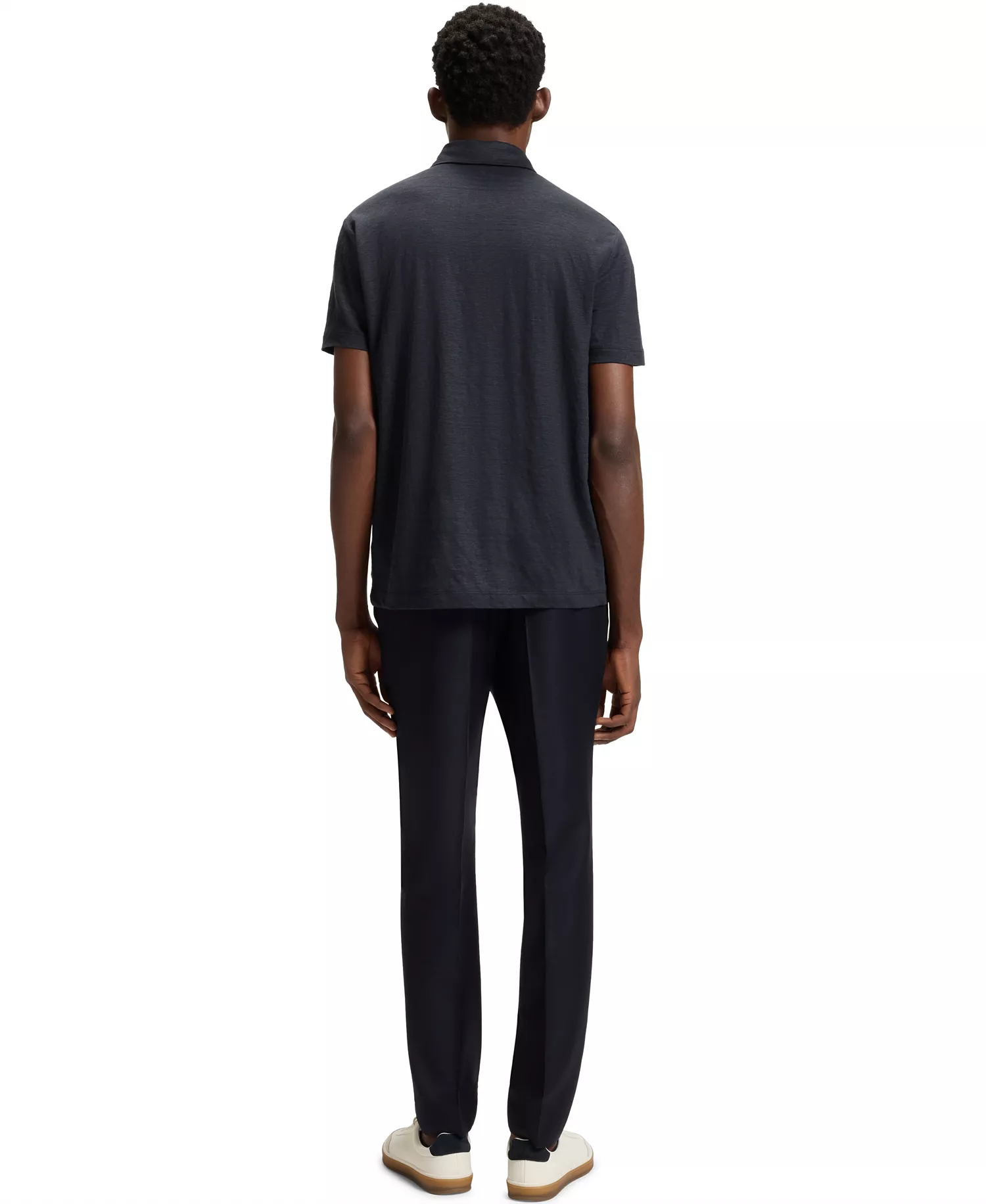 BECKHAM x BOSS Men's Linen Regular-Fit Polo Shirt - Dark Blue - 2XL