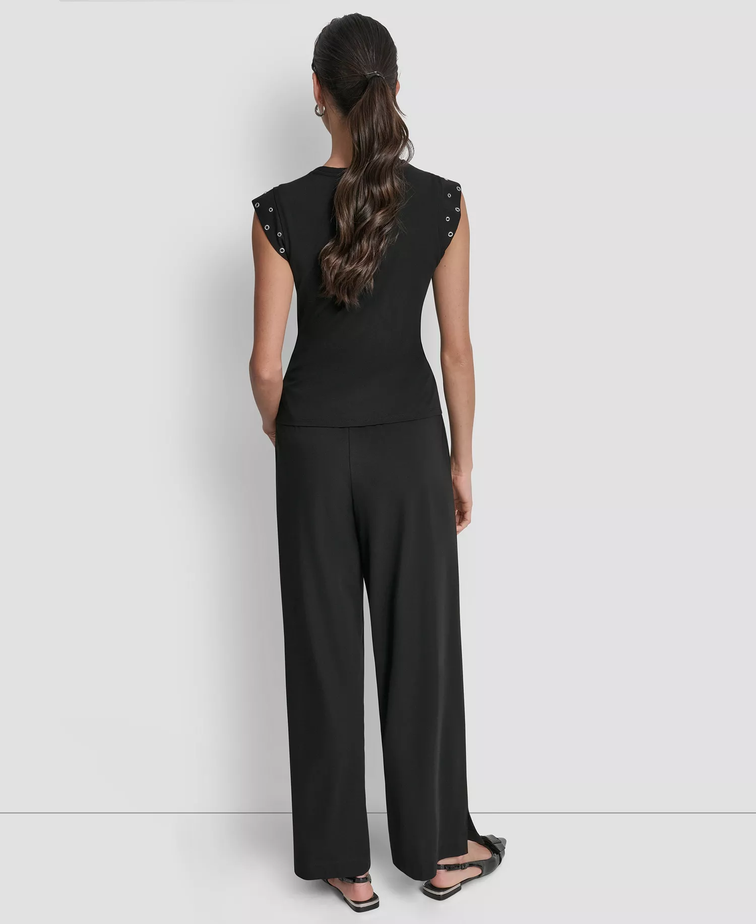 Women's Stud-Detail Sleeveless Top - Black - L