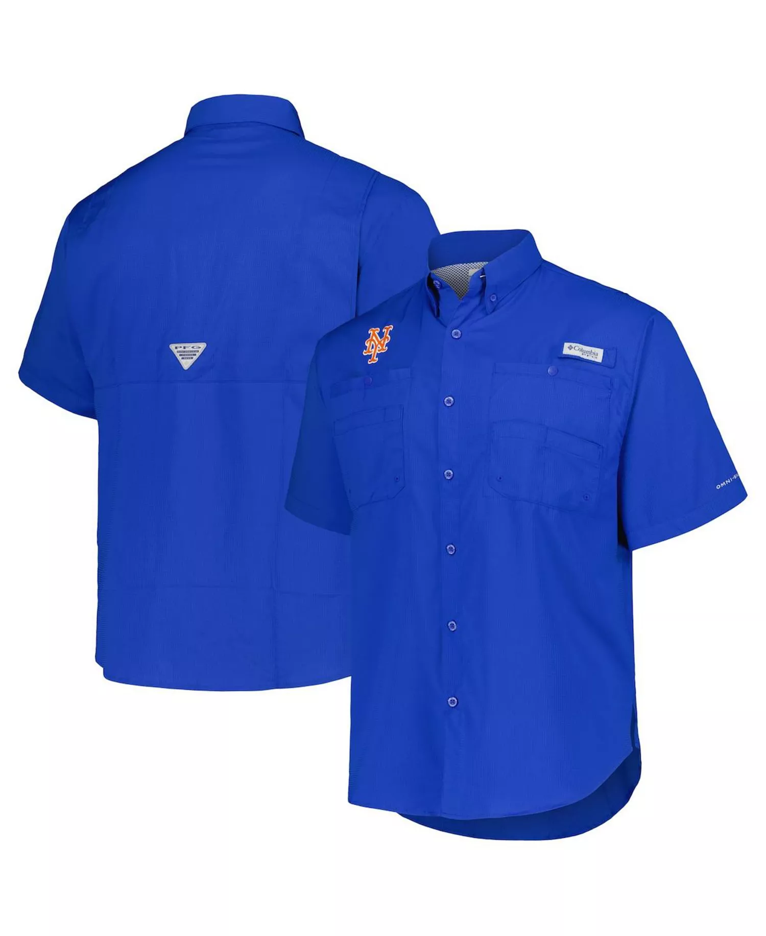 Men's Royal New York Mets Tamiami Omni-Shade Button-Down Shirt - Royal - L
