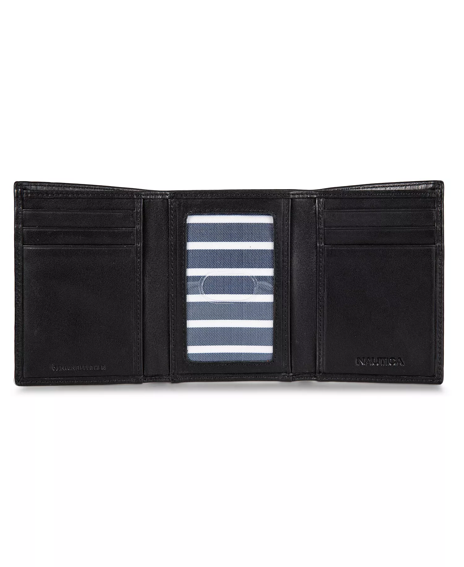 Men's Enameled Logo Leather Trifold Wallet - Black - ONE SIZE