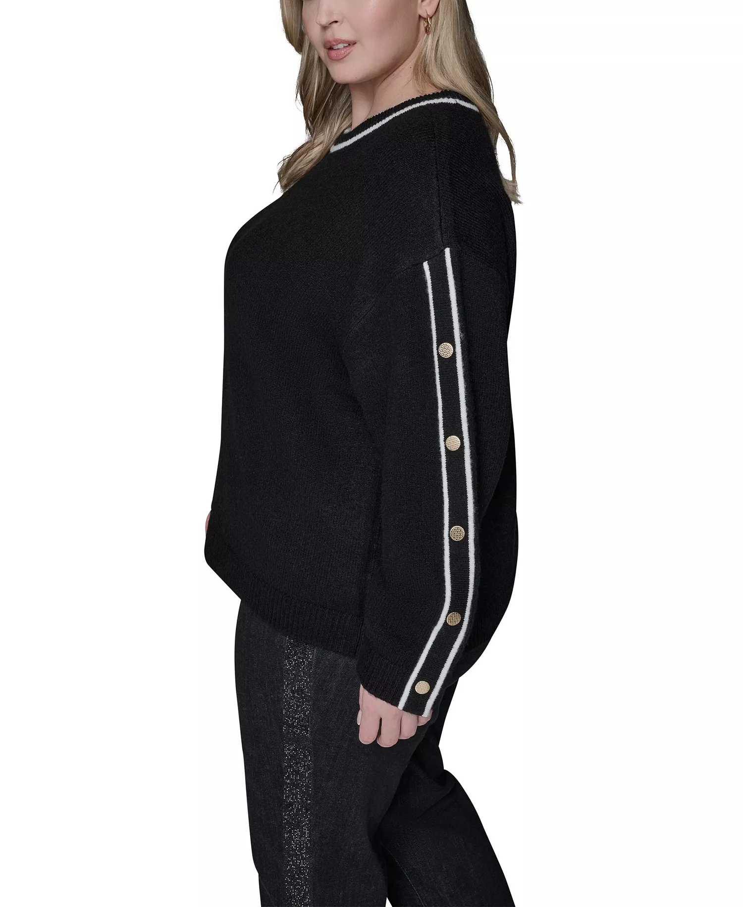 Women's Plus Size Crew Neck Pull-On Sweater - Black - 2X