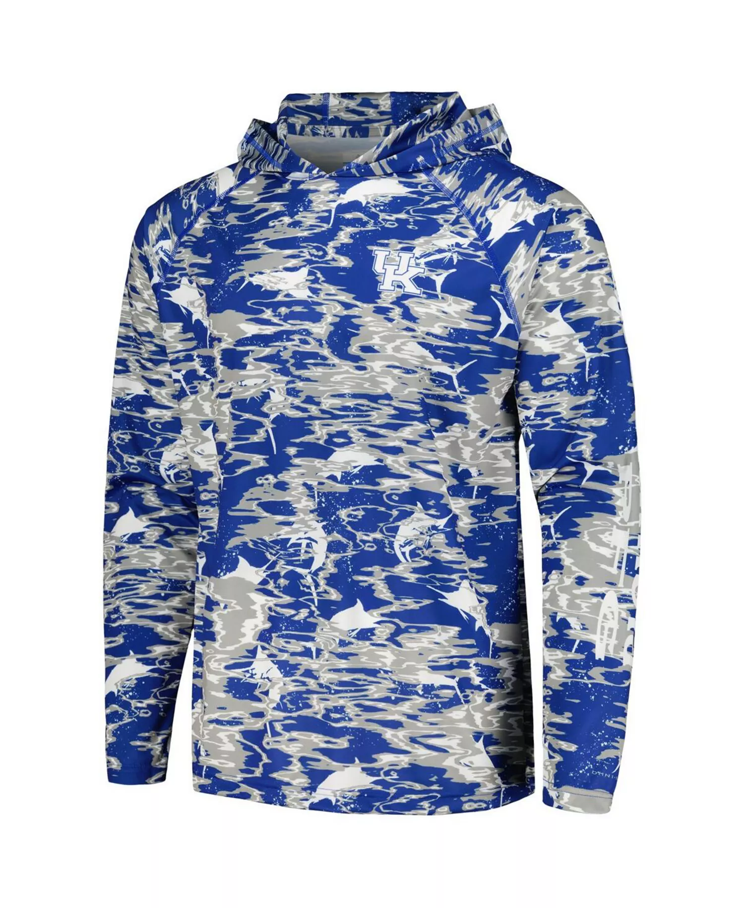 Men's  Royal Kentucky Wildcats PFG Terminal Tackle Omni-Shade Rippled Long Sleeve Hooded T-shirt - Royal - M