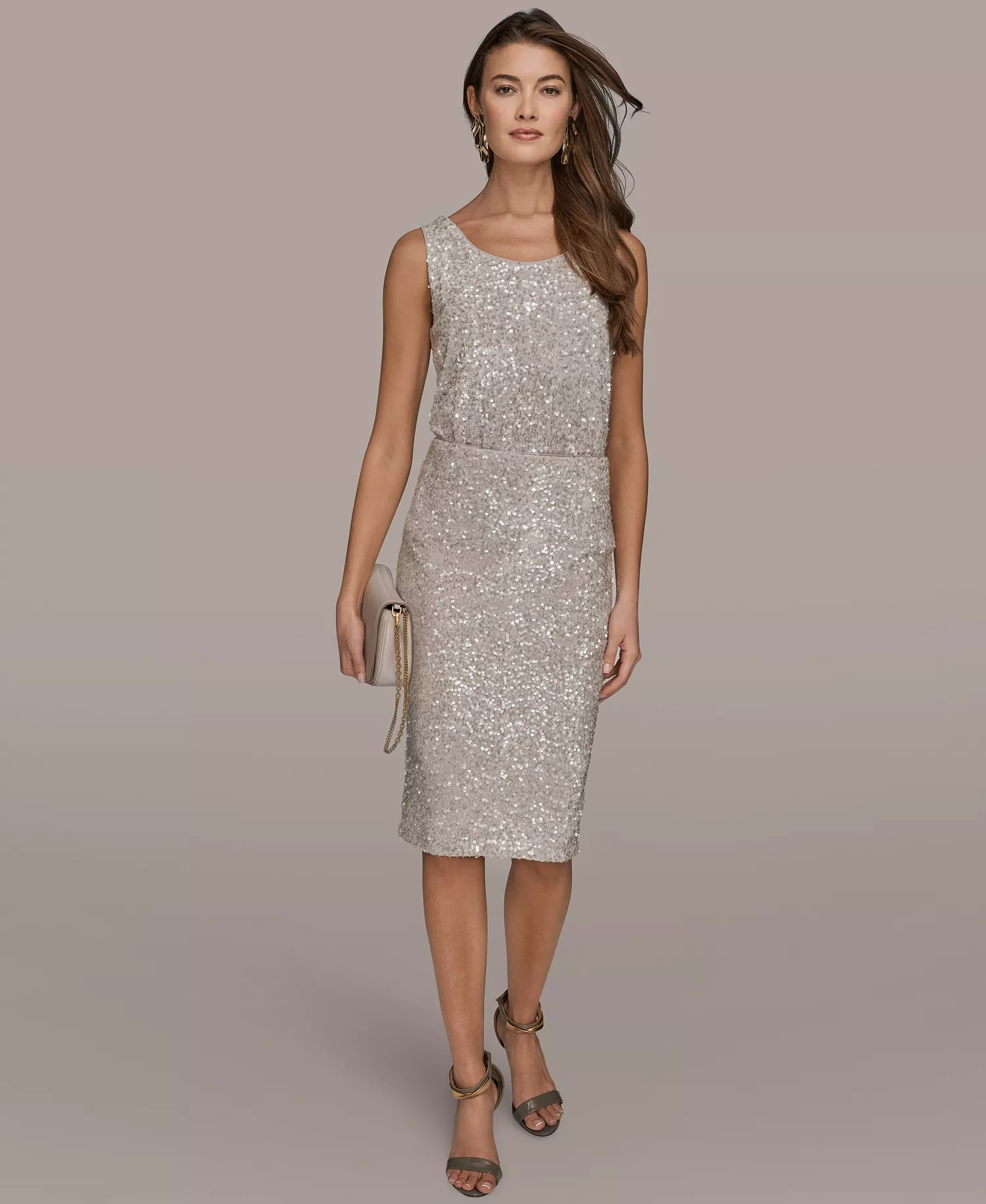 Women's Sequin Detail Top and Sequin Detail Midi Skirt - Vapor - L