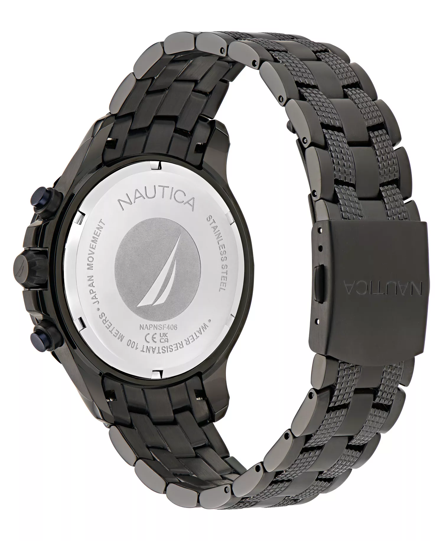 Men's Chronograph Black Stainless-Steel Watch, 44mm - Black - No Size