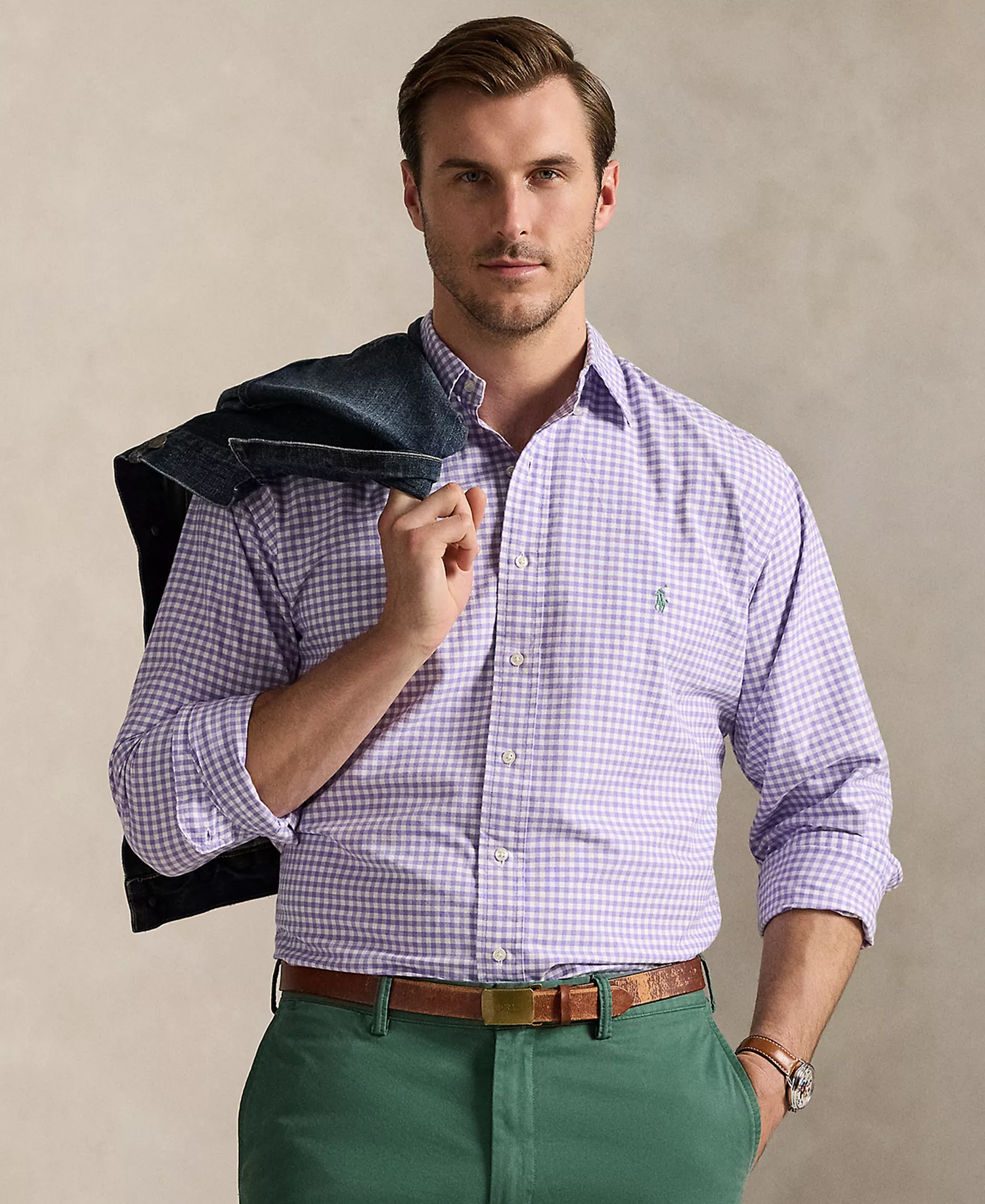 Men's Big & Tall Cotton Oxford Shirt - Aix Lavender - 2LT