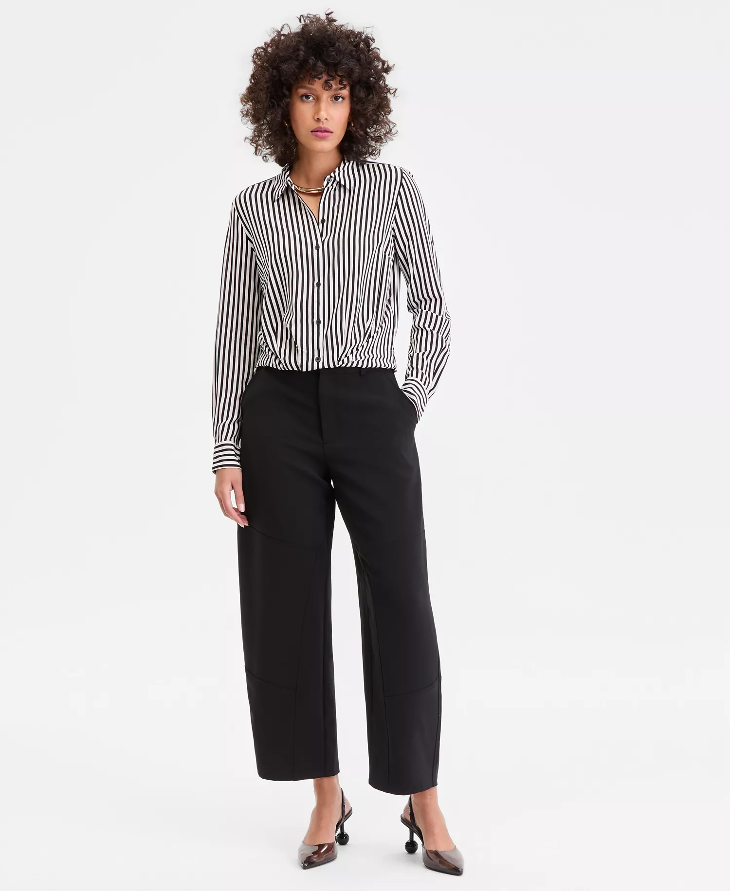 Women's Barrel-Leg Ankle Pants, Macy's Exclusive - Deep Black - 0