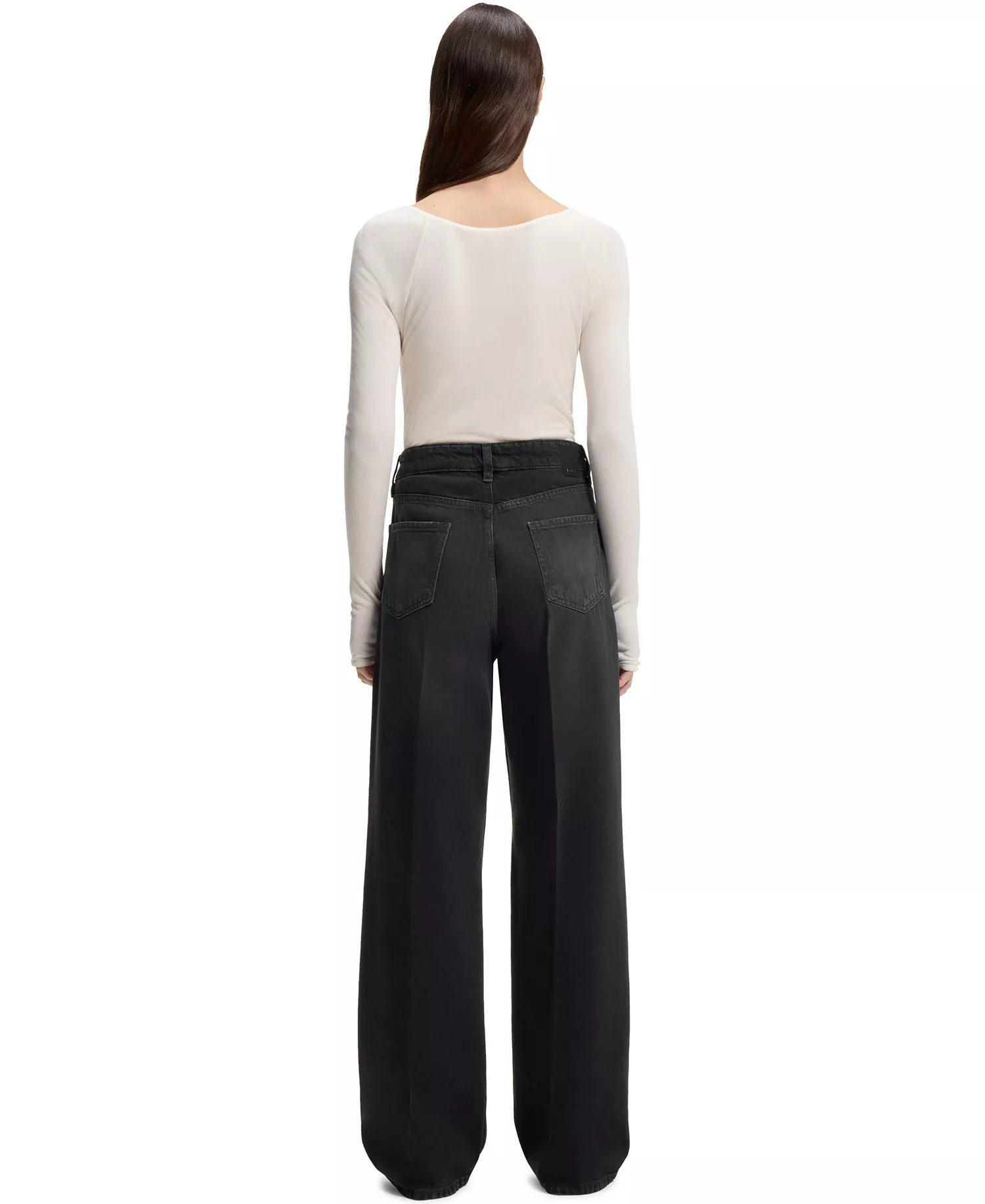 BOSS by Women's Rigid Denim Boyfriend-Fit Jeans - Black - 25