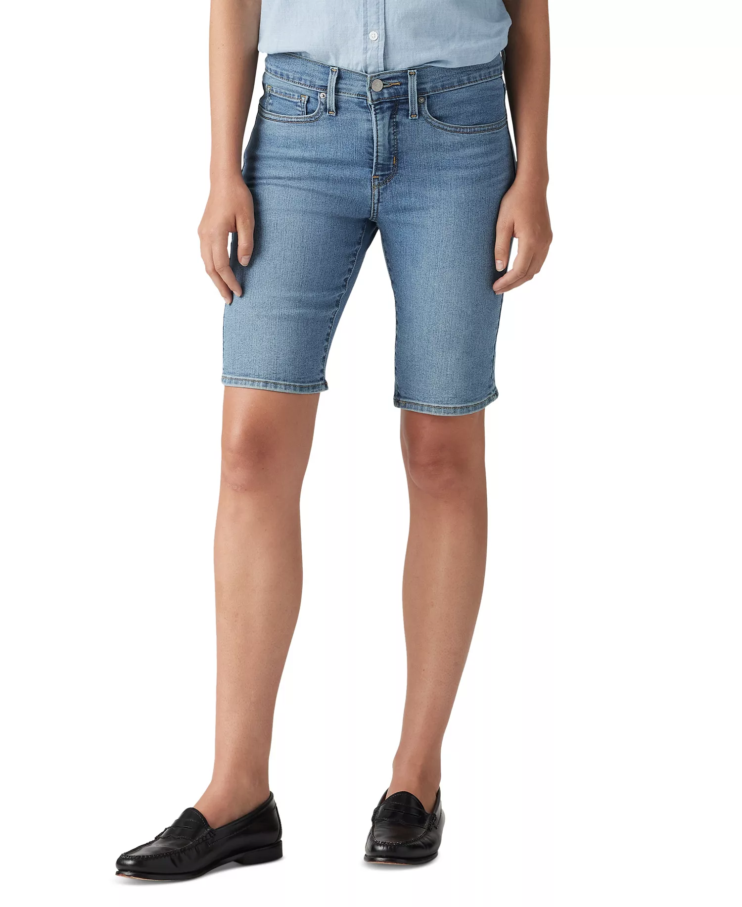 Women's Mid-Rise Shaping Bermuda Shorts - Camp Denim - 24