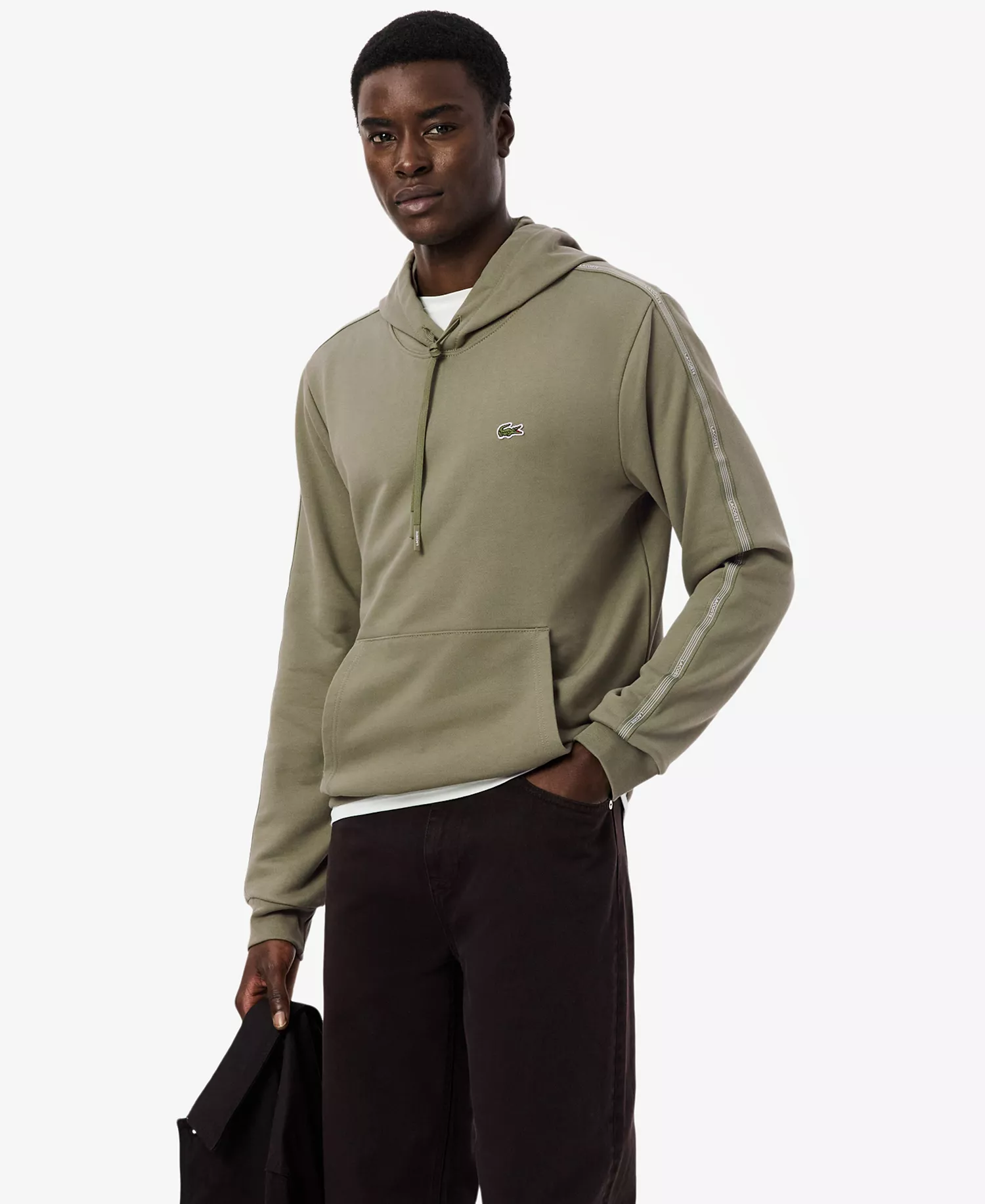 Men's Classic-Fit Logo Stripe Zipped Hoodie - Khaki - L