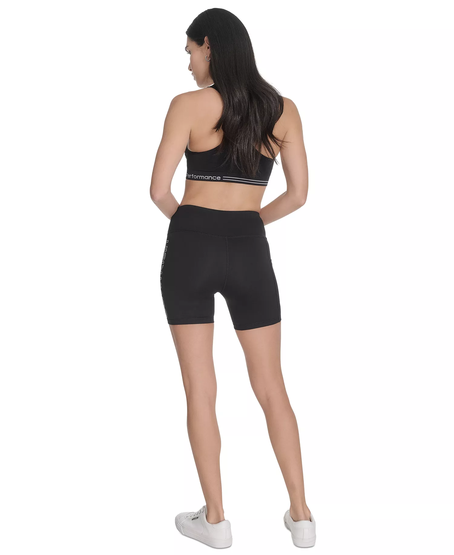 Women's Outline Logo High-Rise Bike Shorts - Black / White - XS