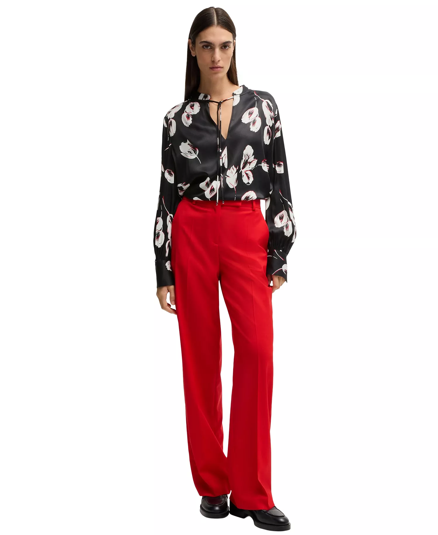 Women's Tulip Print Relaxed-Fit Blouse - Open Miscellaneous - 0