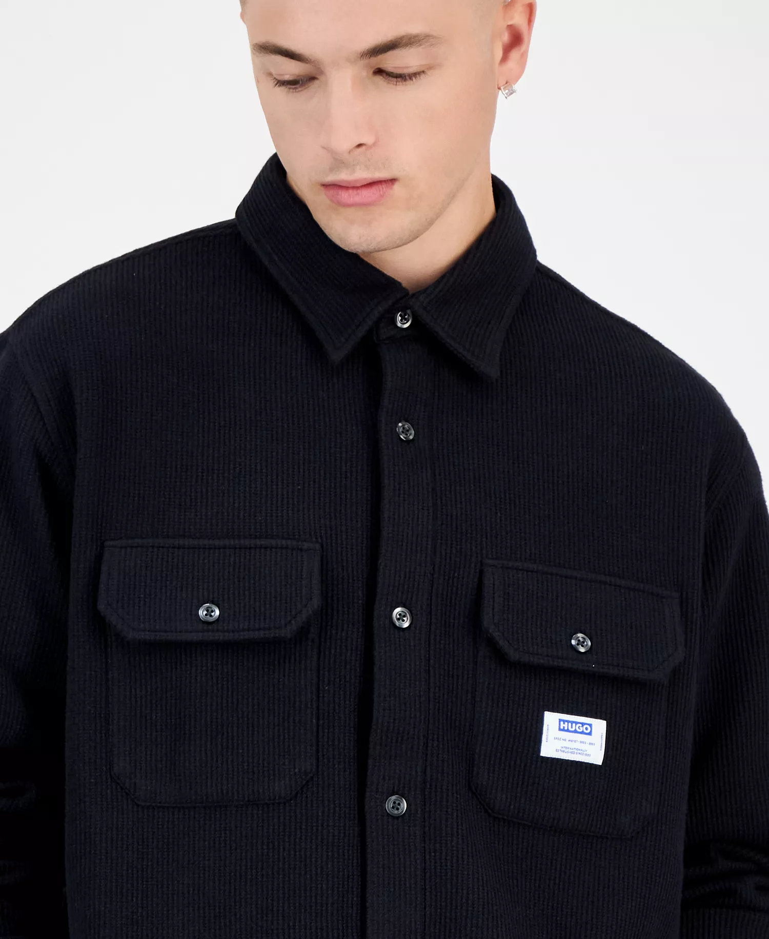 Ekynone Oversized Long Sleeve Corduroy Button-Front Shirt-Jacket - black - 2XL