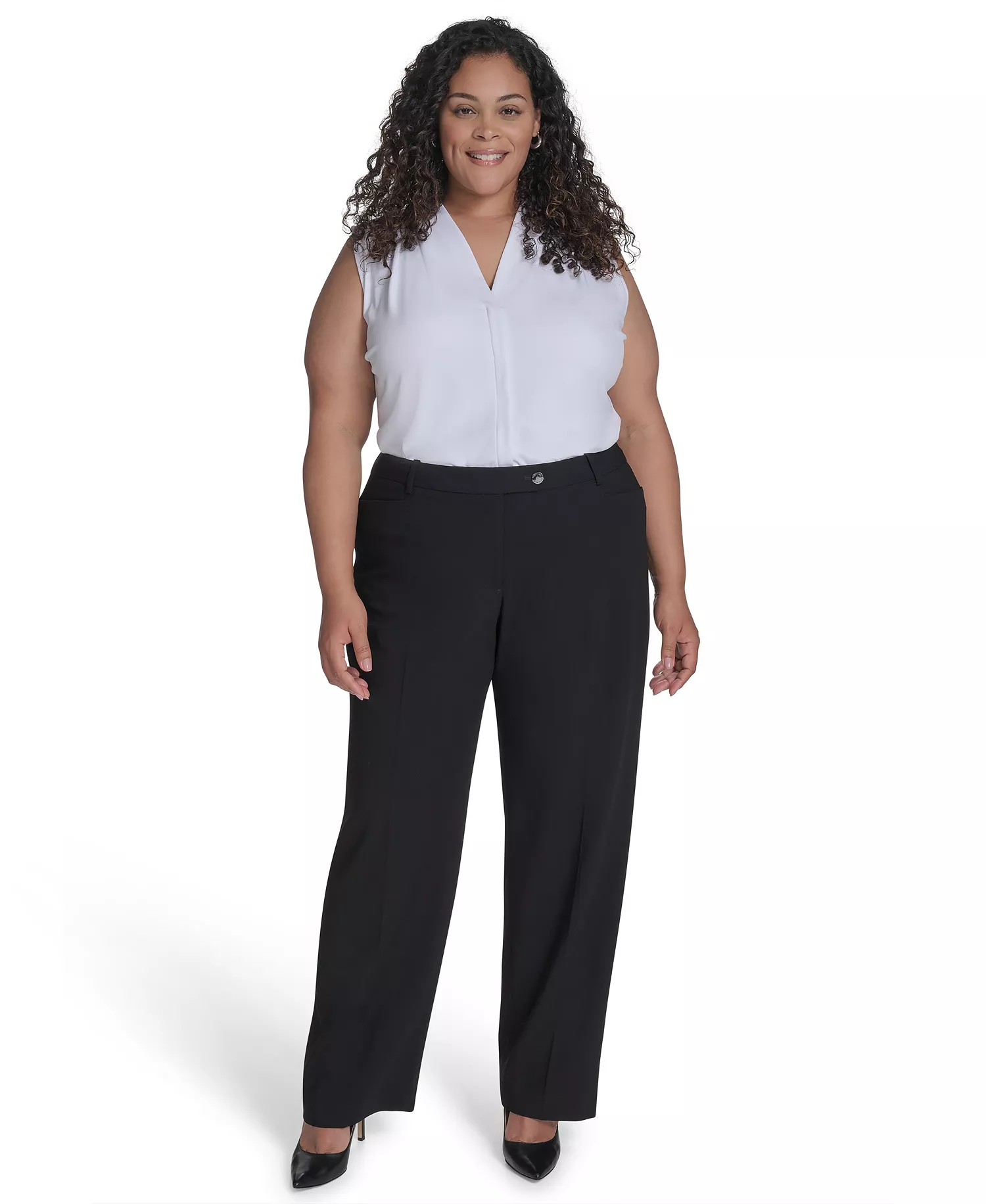 Plus Size Modern Dress Pants - Black - 14W