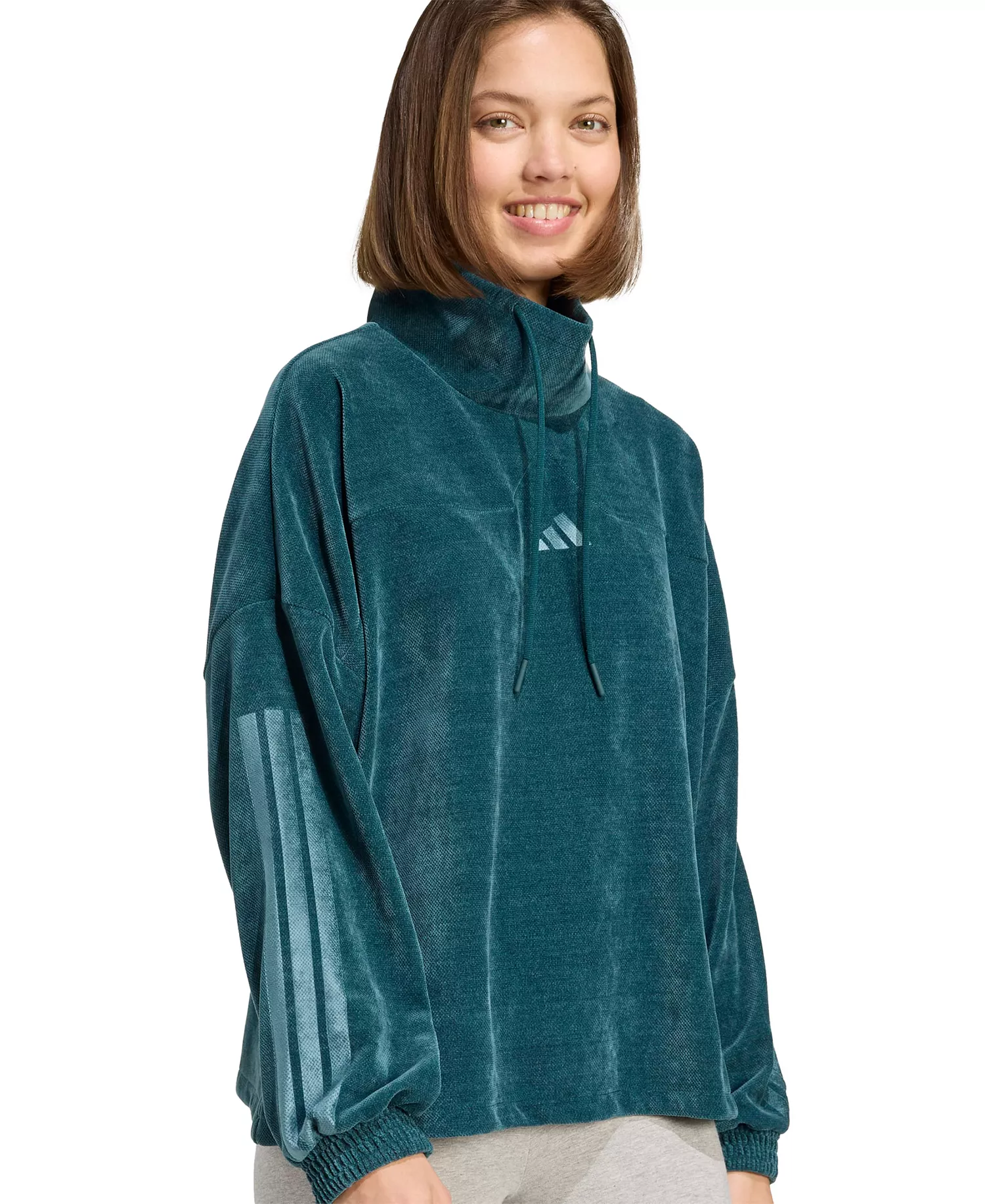 Women's Tiro Velour High Neck Sweatshirt - Aurora Ivy - L