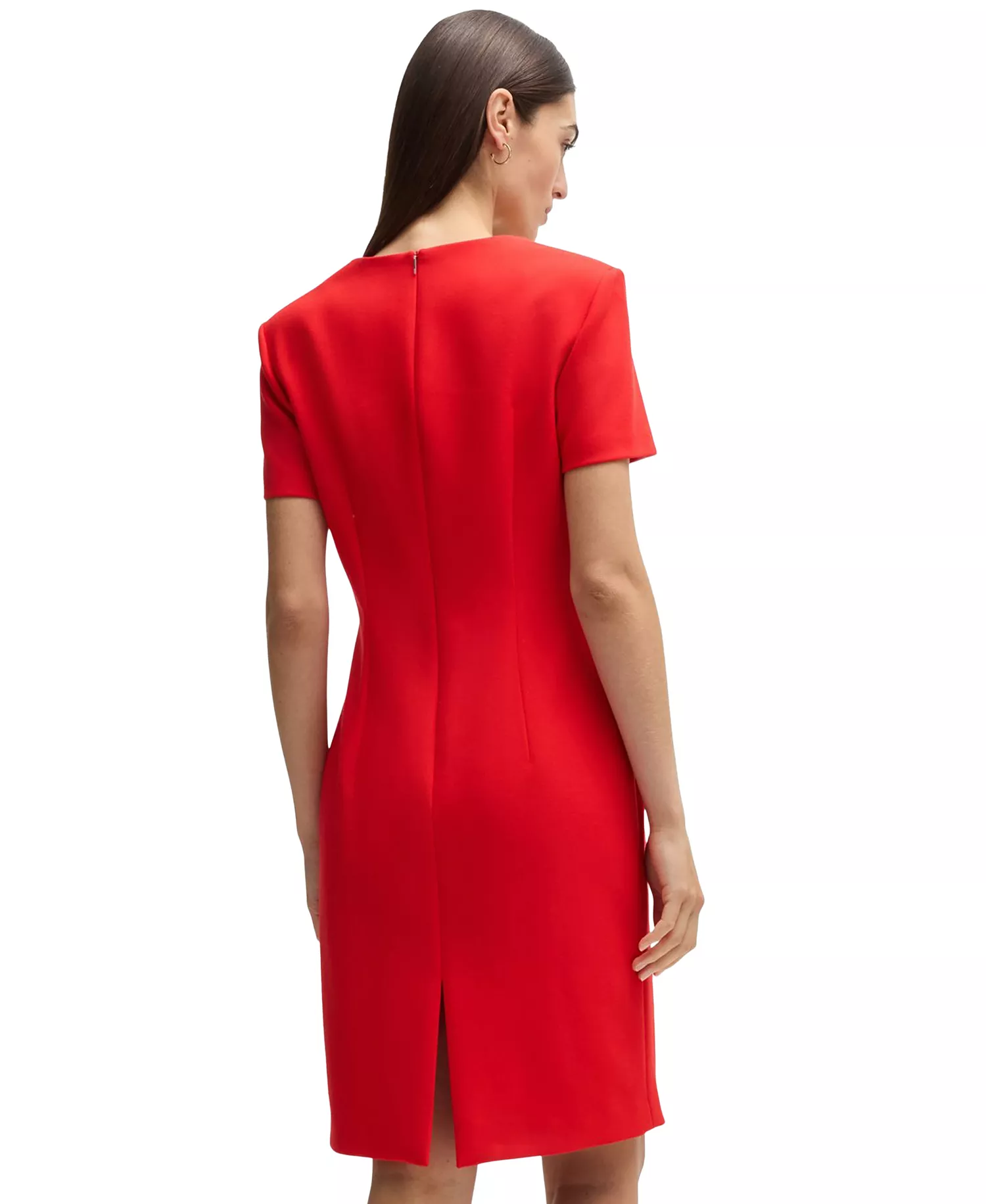 Women's Square-Neck Slim-Fit Dress - Bright Red - 2