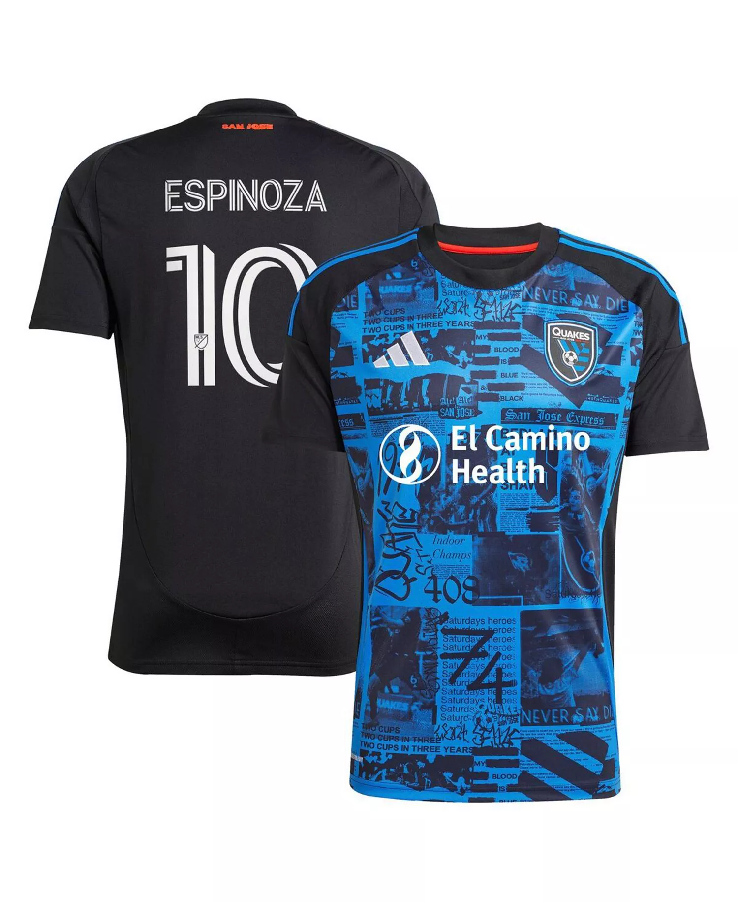 Men's Cristian Espinoza Black San Jose Earthquakes 2025 Headliner Replica Player Jersey - Black - 2XL
