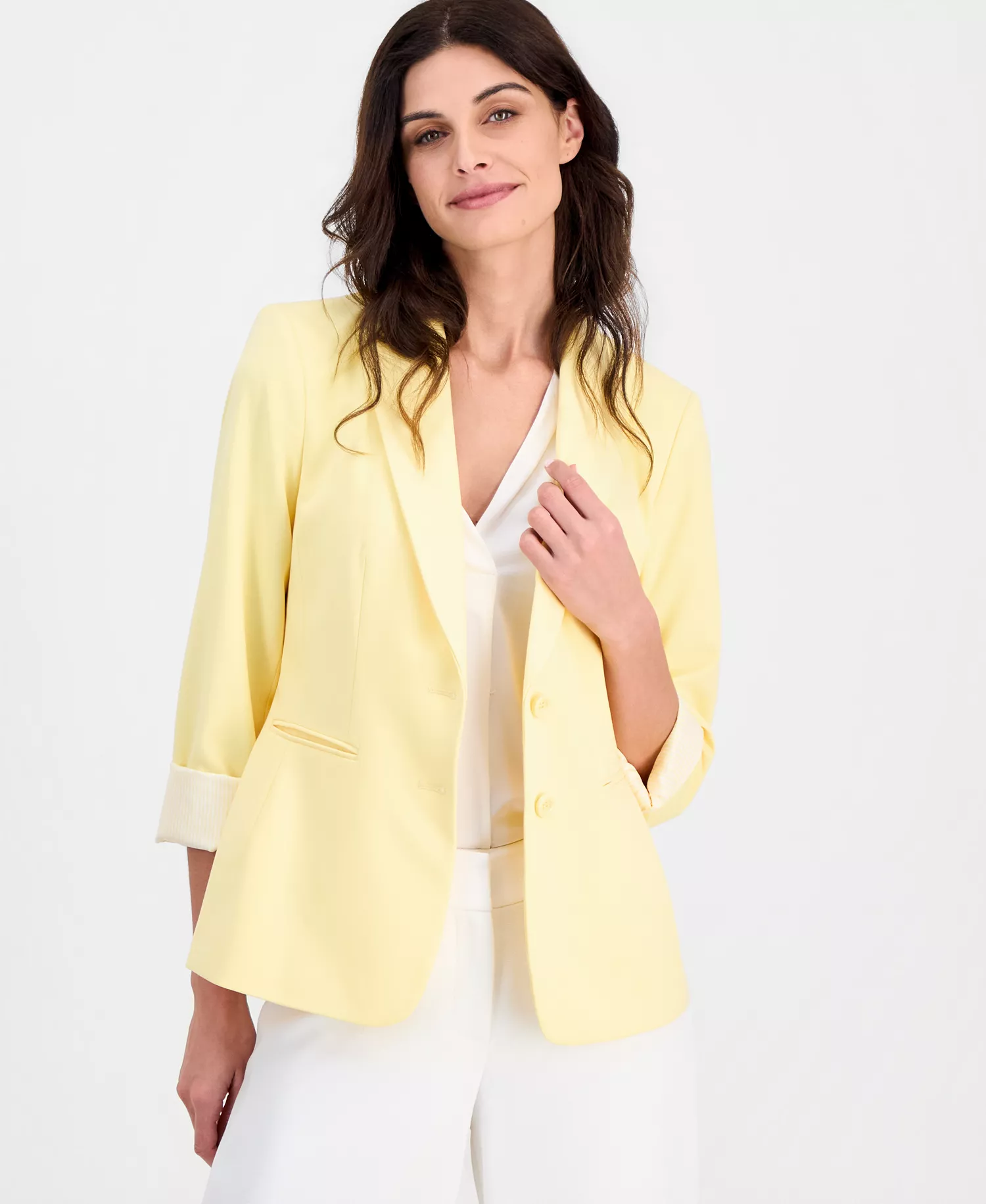 Women's Two-Button Peak-Lapel Jacket - Butter - 10