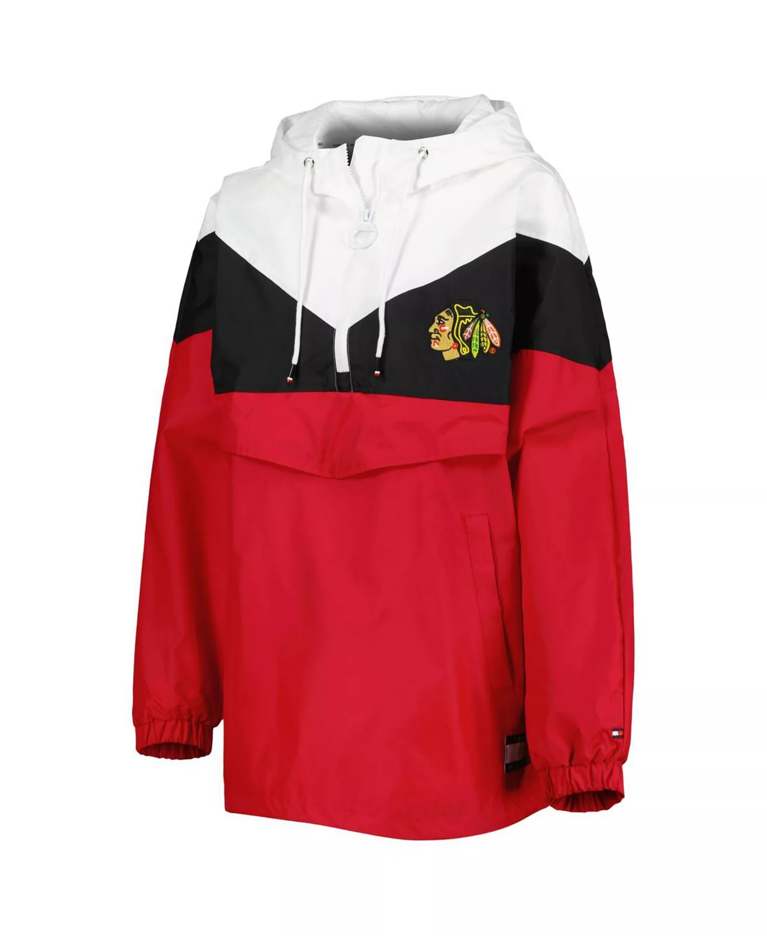 Women's Black, Red Chicago Blackhawks Staci Half-Zip Windbreaker Jacket - Black, Red - L