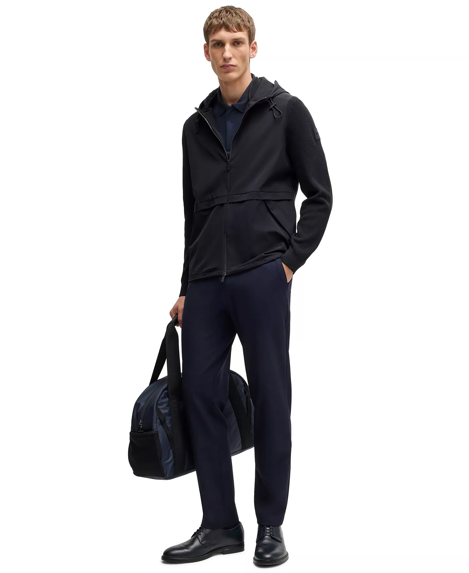 Men's Knitted Details Softshell Jacket - Dark Blue - 2XL