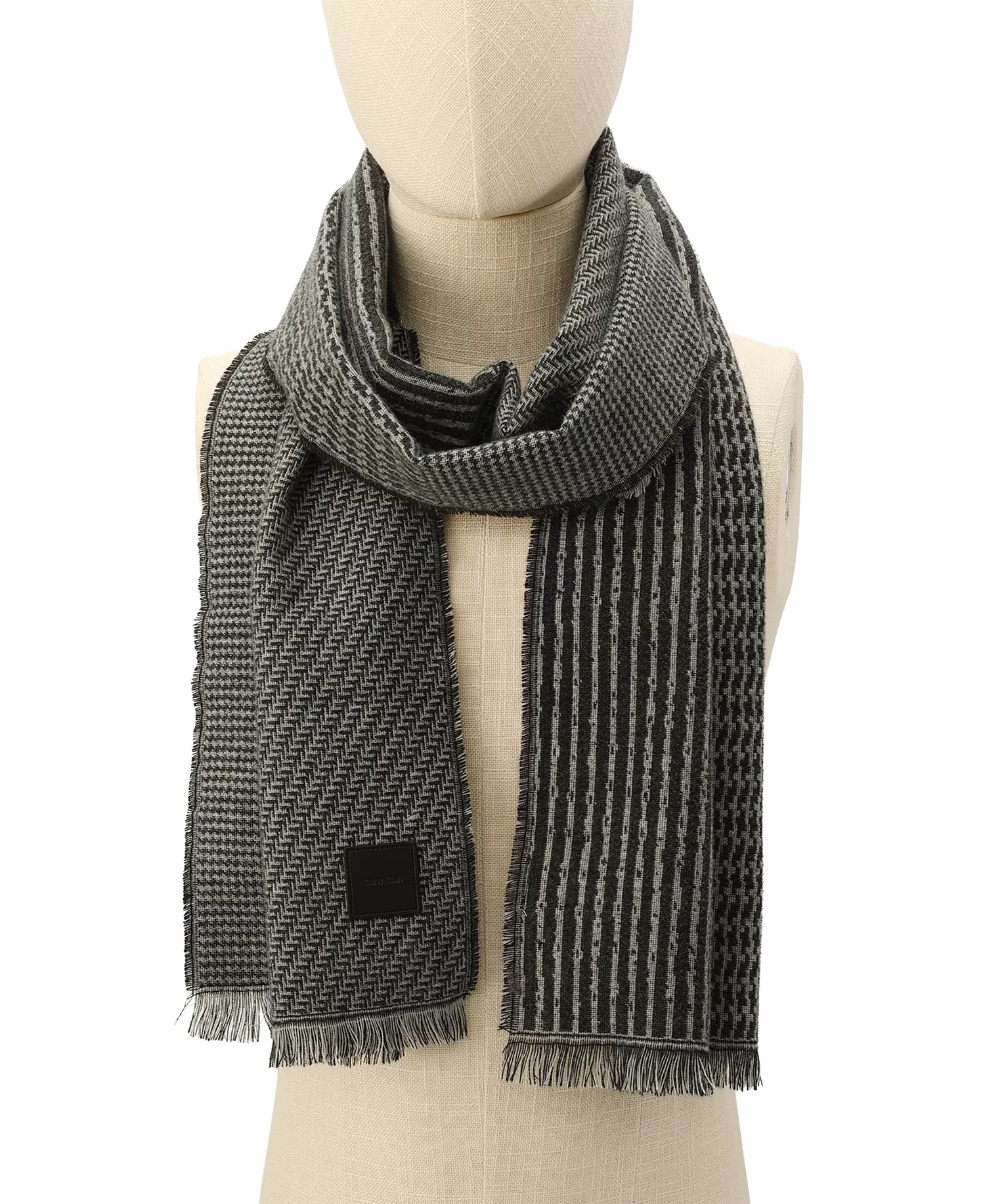 Mixed Pattern Yarn Dye Scarf - Black - OS