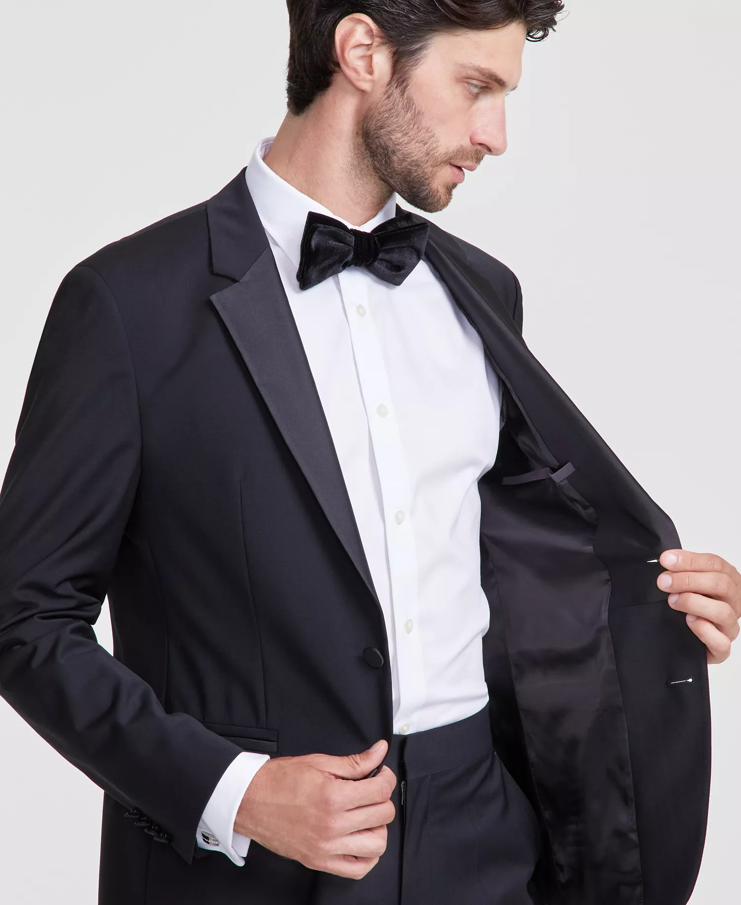 Men's Modern-Fit Wool Blend Super Flex Stretch Tuxedo Jacket - Black - 36R