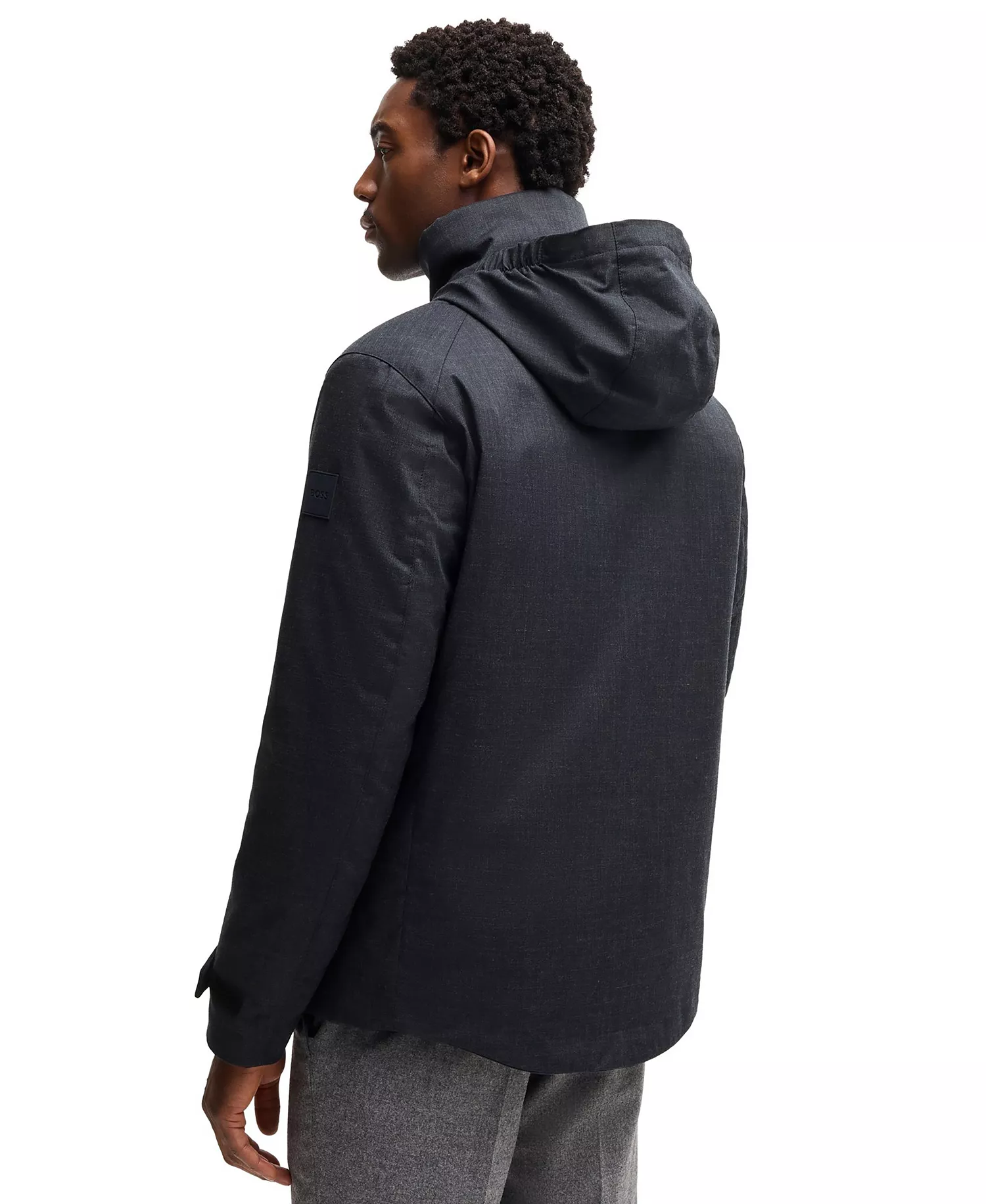Men's Slim Fit Waterproof Jacket - Dark Blue - 36R