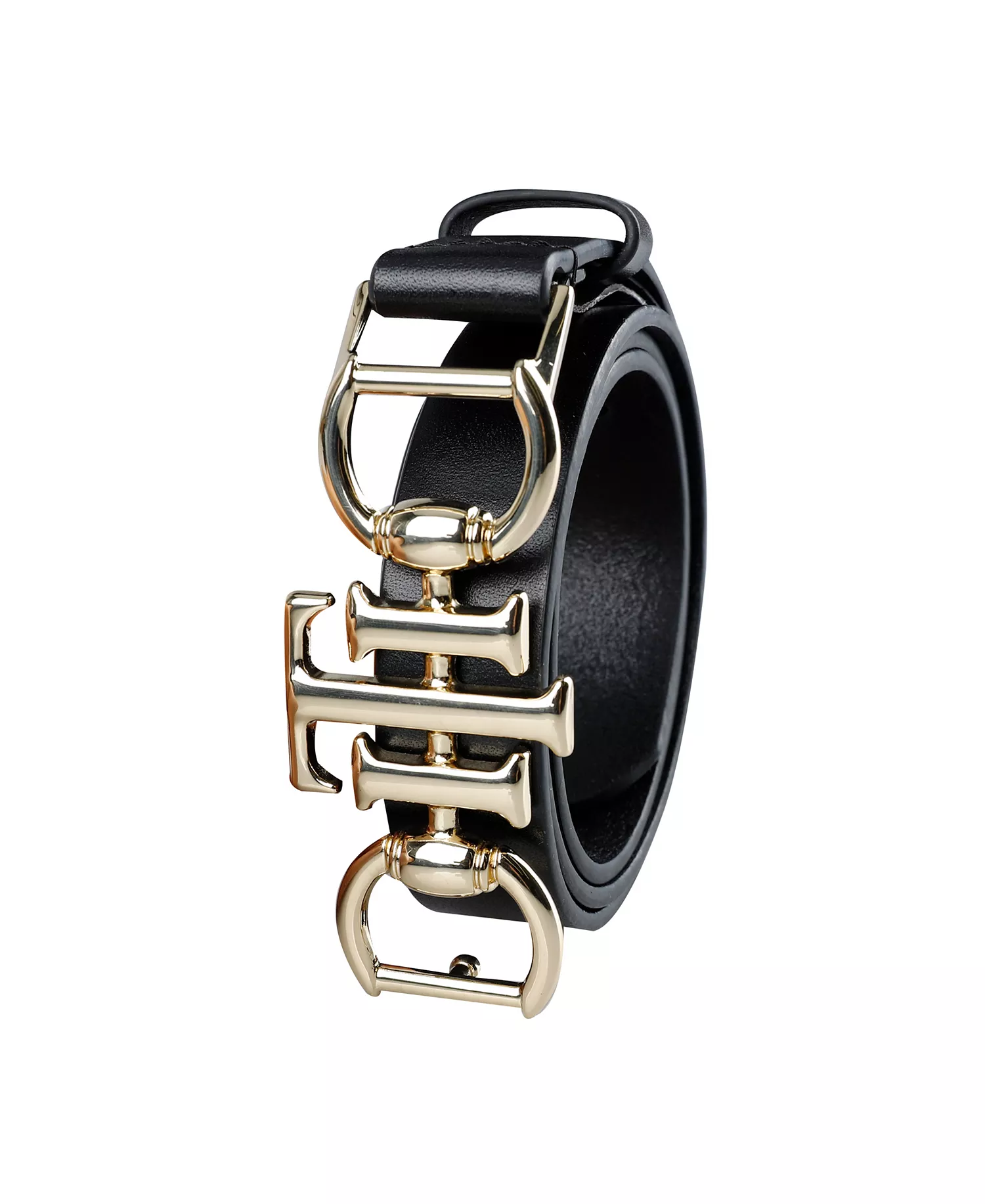 Women's Skinny Double Ended Horsebit Buckle Dress Casual Belt - Black - 2X