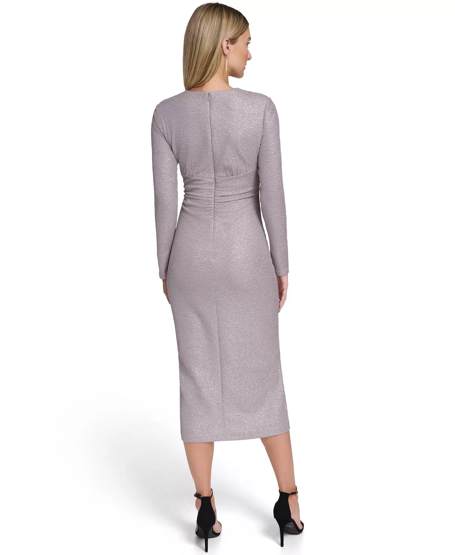 Women's Ruched Long Sleeve Dress - Storm/Silver - 16