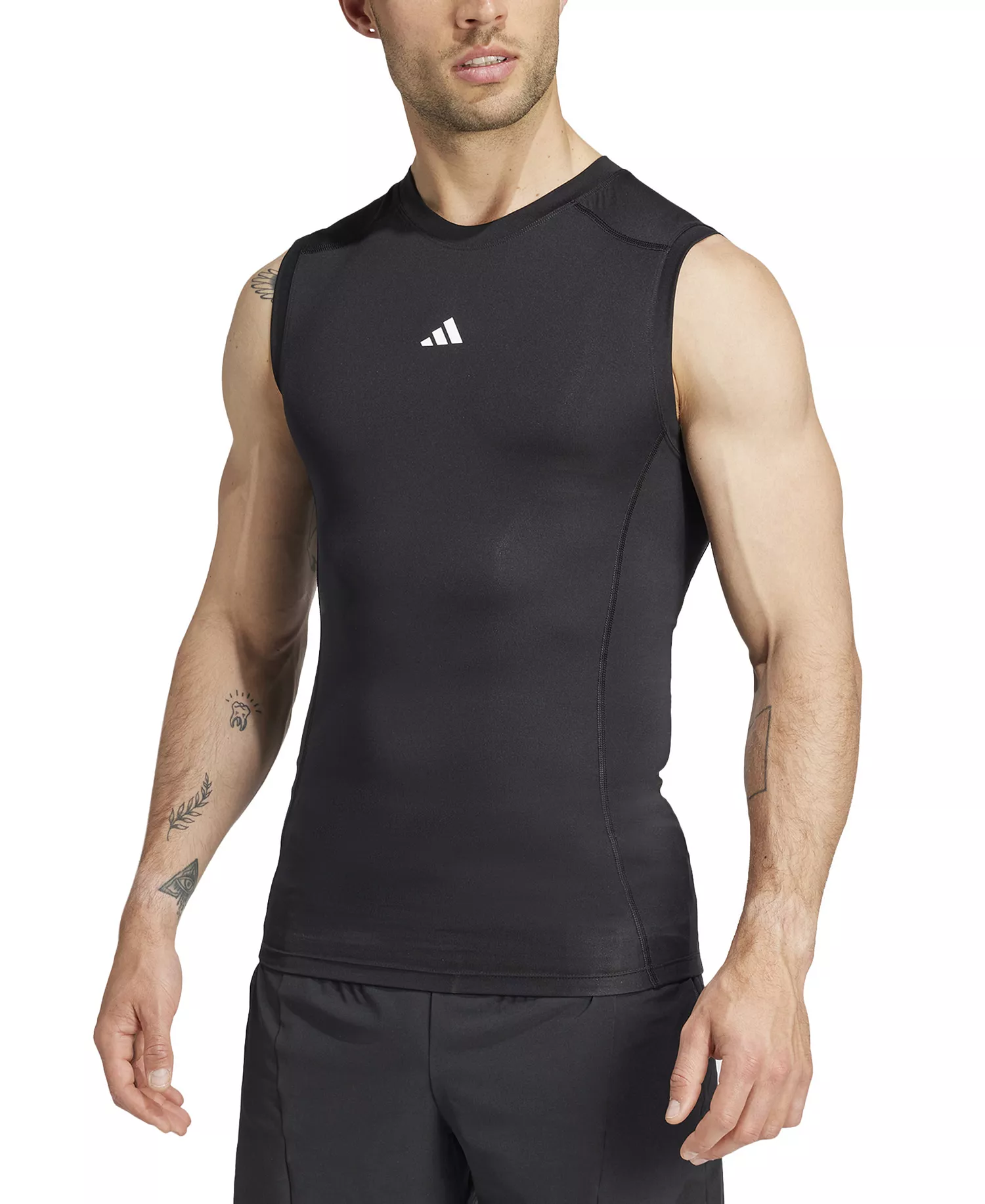 Men's Fitted Crewneck Tech-Fit Sleeveless Compression T-Shirt - Black - 2XL