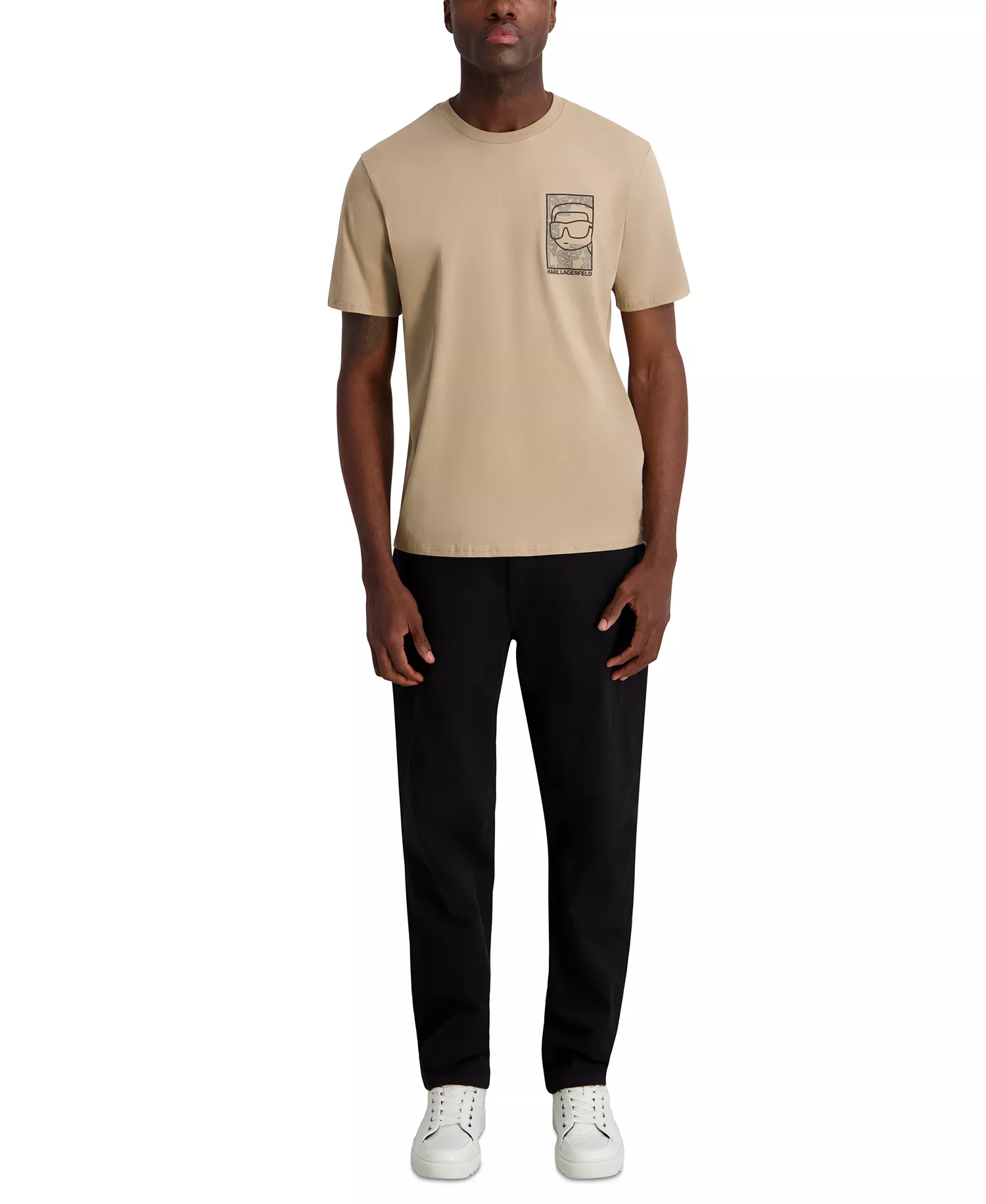 Men's Rubberized Textured Printed T-Shirt - Beige - 2XL