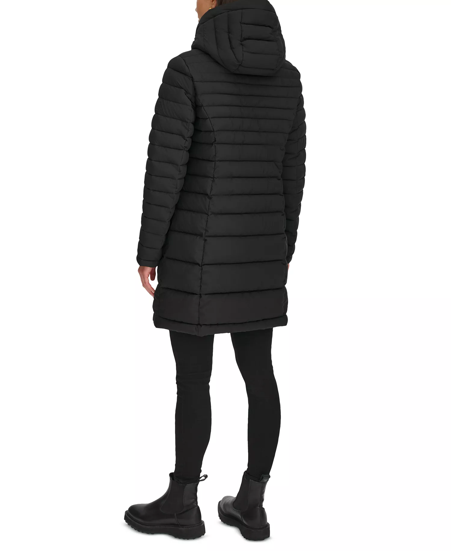 Women's Hooded Packable Puffer Coat - Black - S